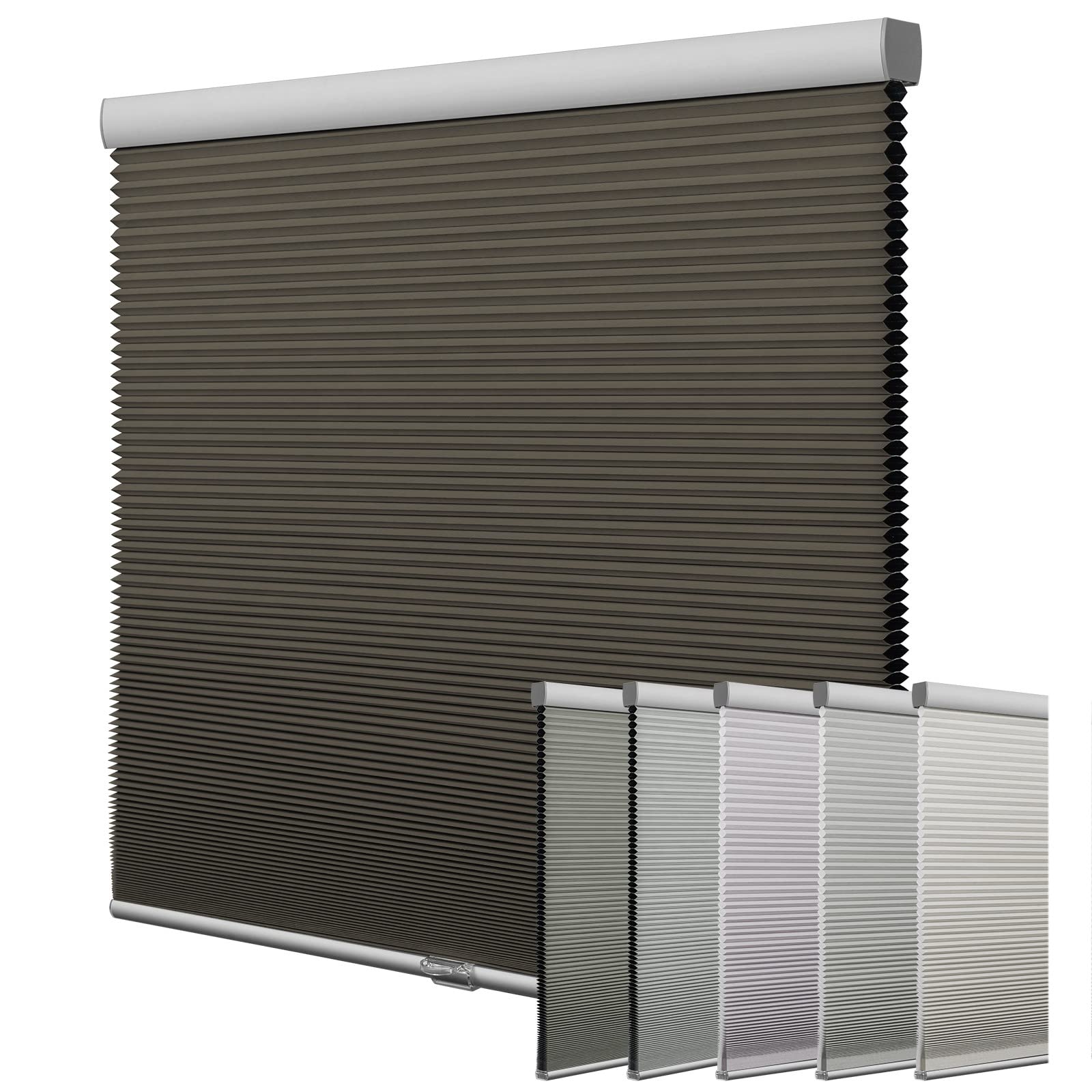 Keego Cordless Window Cellular Shades - Custom Cut Honeycomb Blinds for Noise Reduction & Energy Efficiency - Dark Gray Blackout Shades (40