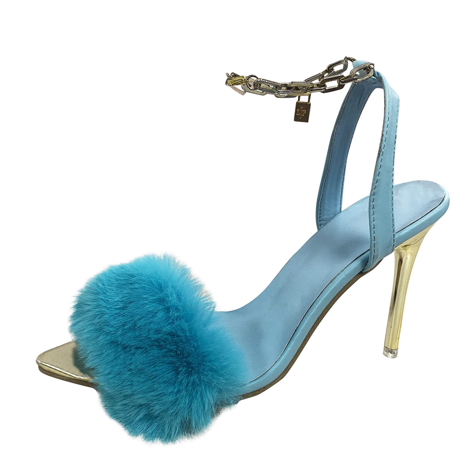 Women's Fashion Sandals - Decorative Solid High Heel with Buckle & Plush Color | Comfortable & Stylish for Summer, Beach, Party & Casual Wear