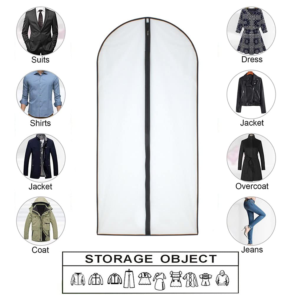 6-Pack Black Breathable Hanging Garment Bags with Clear Full Zipper - 24