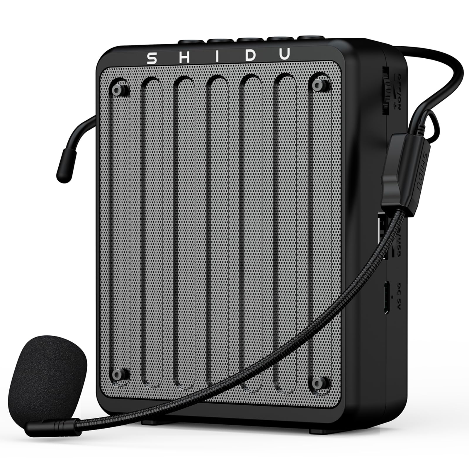 SHIDU M200 Mini Bluetooth Voice Amplifier with Wired Microphone Headset - Portable Rechargeable Speaker for Teachers, Tour Guides, Public Speaking, Meetings & Yoga Classes (Black) | Ideal for Classroom Instruction, Outdoor Tours, Presentations & Group Fitness Sessions