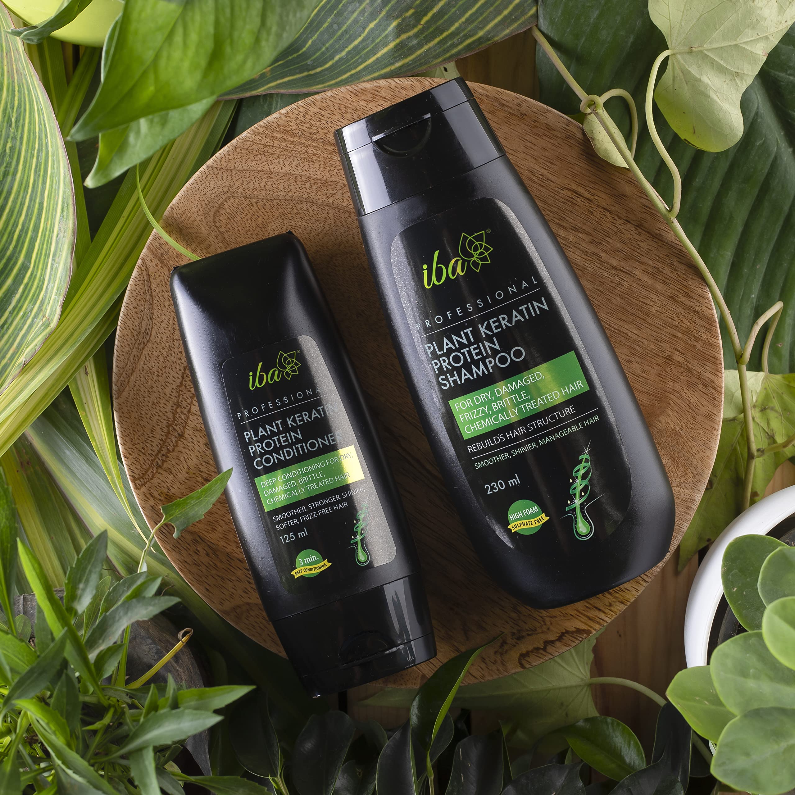 Iba Plant Keratin Shampoo & Conditioner Set - Sulfate-Free, Paraben-Free, High Foaming Formula for Dry, Frizzy, Damaged Hair | Deep Hydration & Repair for Smooth, Shiny Hair at Home or Salon