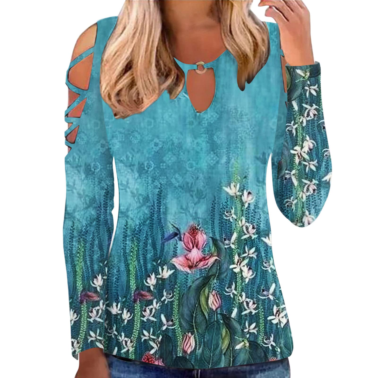 Women's Hollow Out Short Sleeve T-Shirts - Sexy Cold Shoulder Crewneck Tops for Summer | Loose & Comfortable Casual Tees | Perfect for Beach, Party, and Everyday Wear