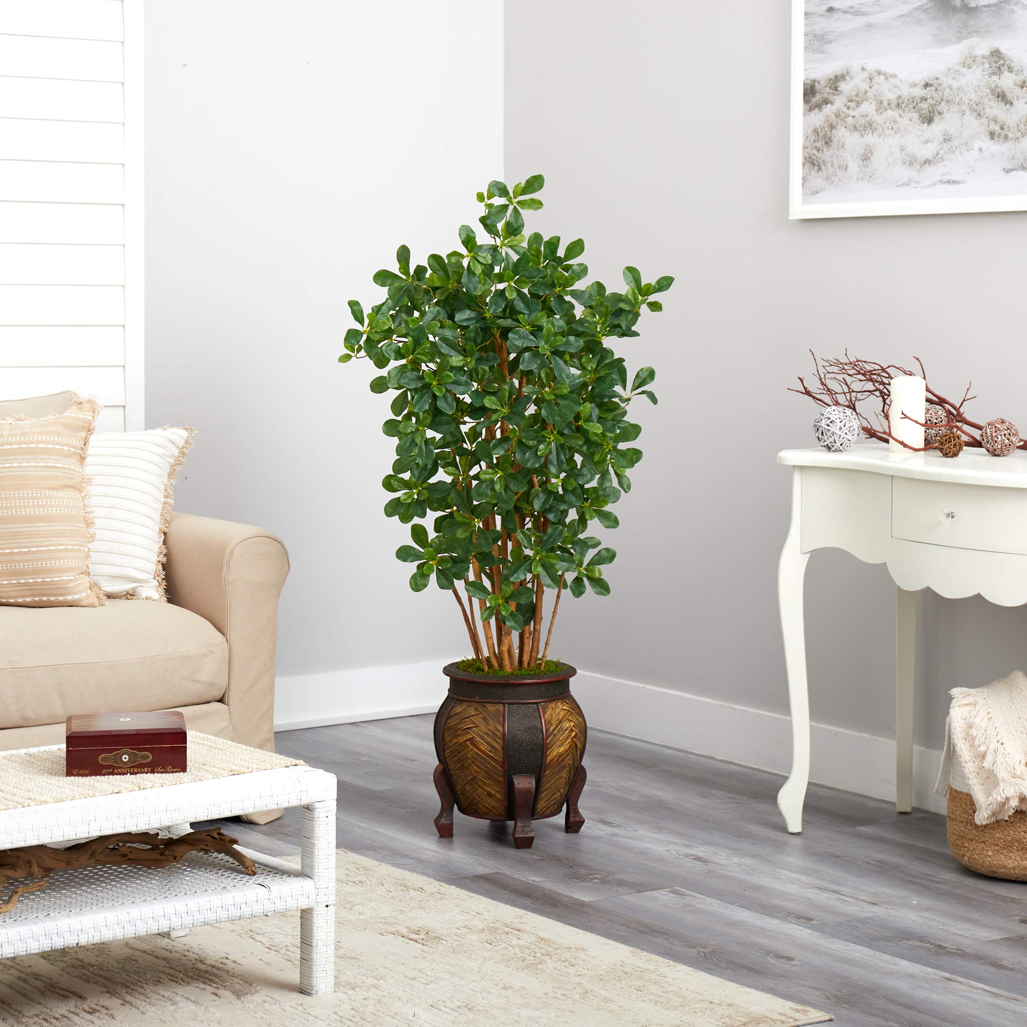 Nearly Natural 4.5ft Black Olive Artificial Tree in Decorative Planter - Realistic Faux Olive Tree for Home Office Decor, Living Room, Bedroom & Indoor Spaces