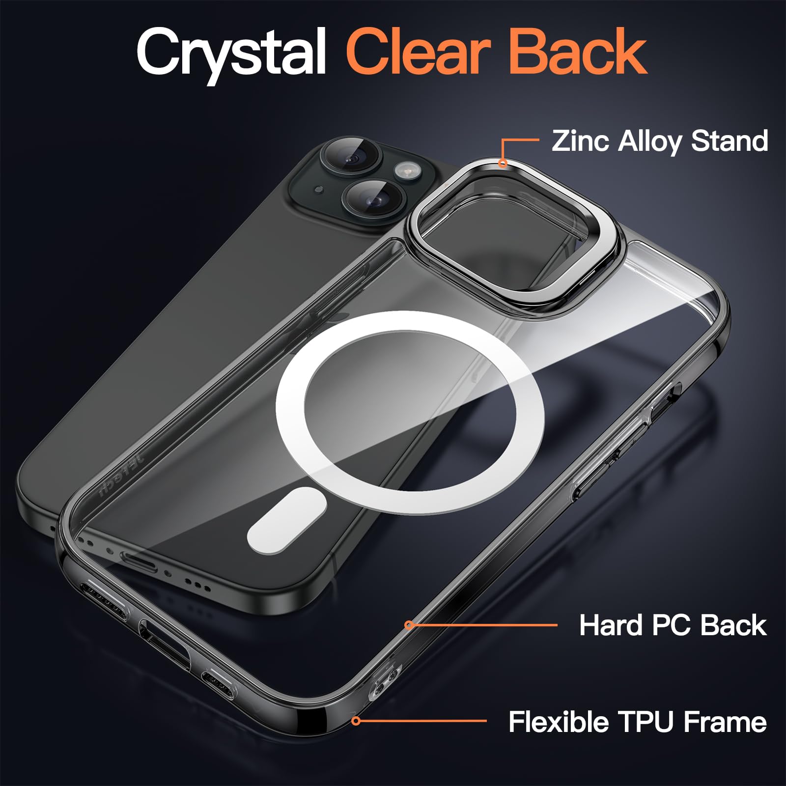JETech Magnetic Kickstand Case for iPhone 15 6.1