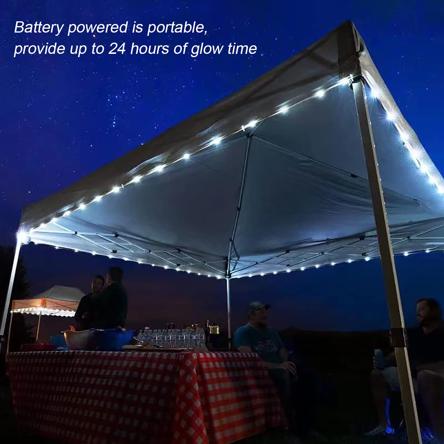 JMEXSUSS 100 LED Battery Operated Rope Lights - 33ft Outdoor Waterproof Christmas String Lights with Remote, 8 Lighting Modes - Perfect for Trampoline, Camping, Balcony, Canopy, Deck, Party & Holiday Decor (White)