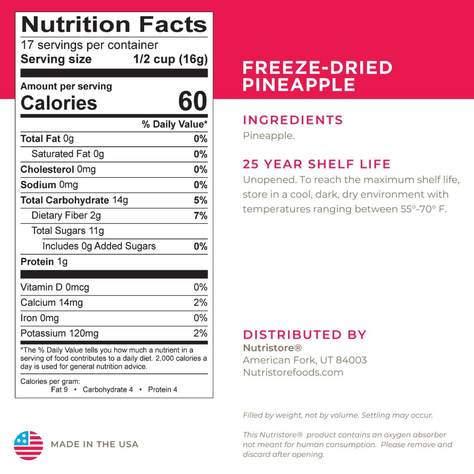 Freeze Dried Pineapple Slices - Healthy Snack & Emergency Food Storage | Long Shelf Life (25 Years) | Bulk Dried Fruit for Camping, Hiking & Survival Kits | Non-GMO, Gluten-Free & Nutrient-Rich