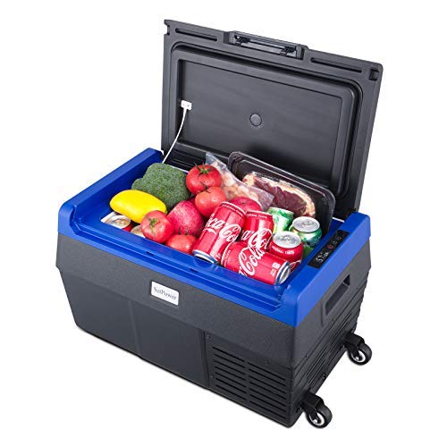 Portable 12V Car Refrigerator Freezer -4℉ to 68℉, Compact Electric Cooler with Wheels for Travel, Camping, RV & Home Use - DC 12/24V & AC 110V - Perfect for Road Trips, Picnics & Outdoor Adventures (TC20-Compact)