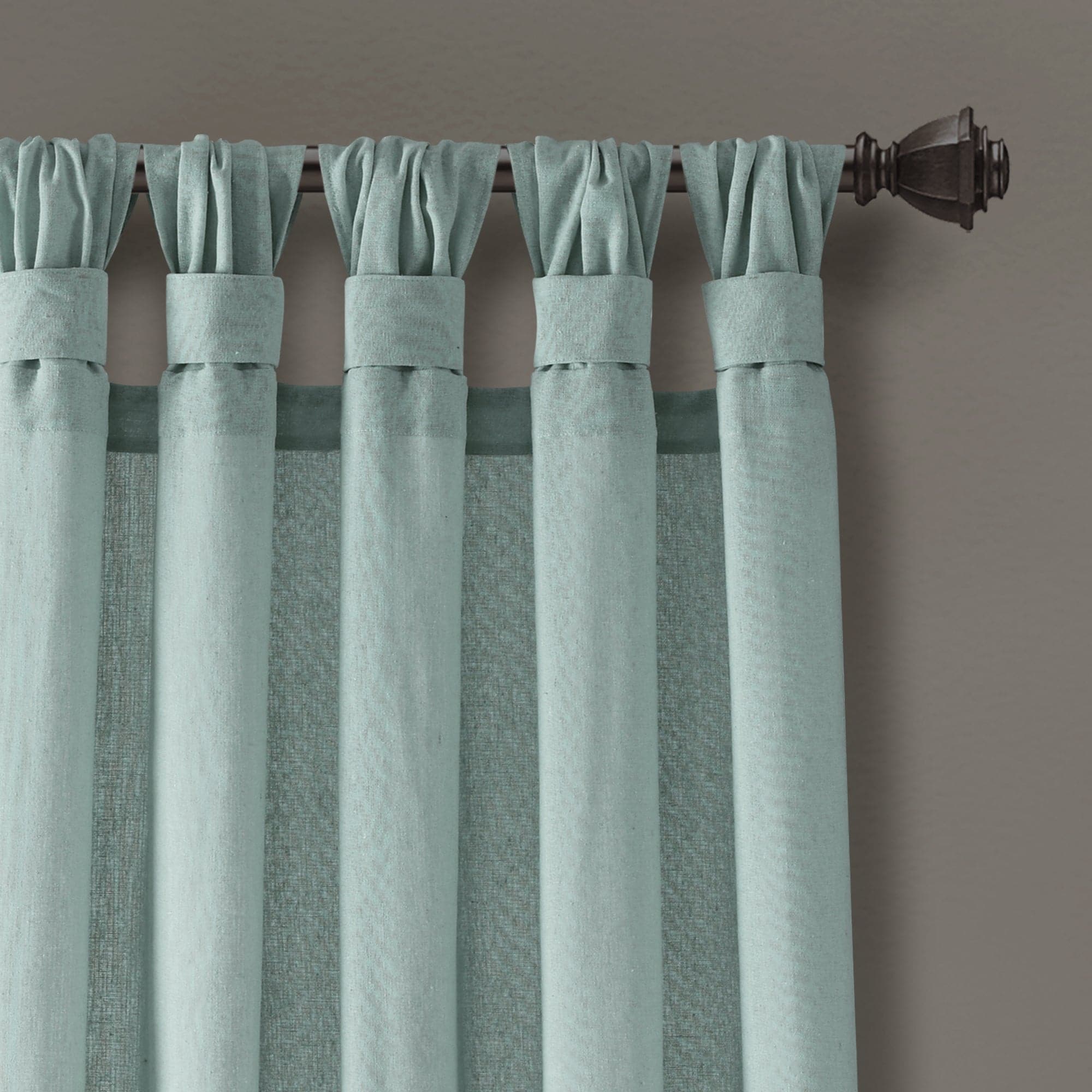 Burlap Knotted Tab Top Window Curtain Panel Set - Natural Linen Textured Room Darkening Drapes for Living Room, Bedroom & Farmhouse Decor