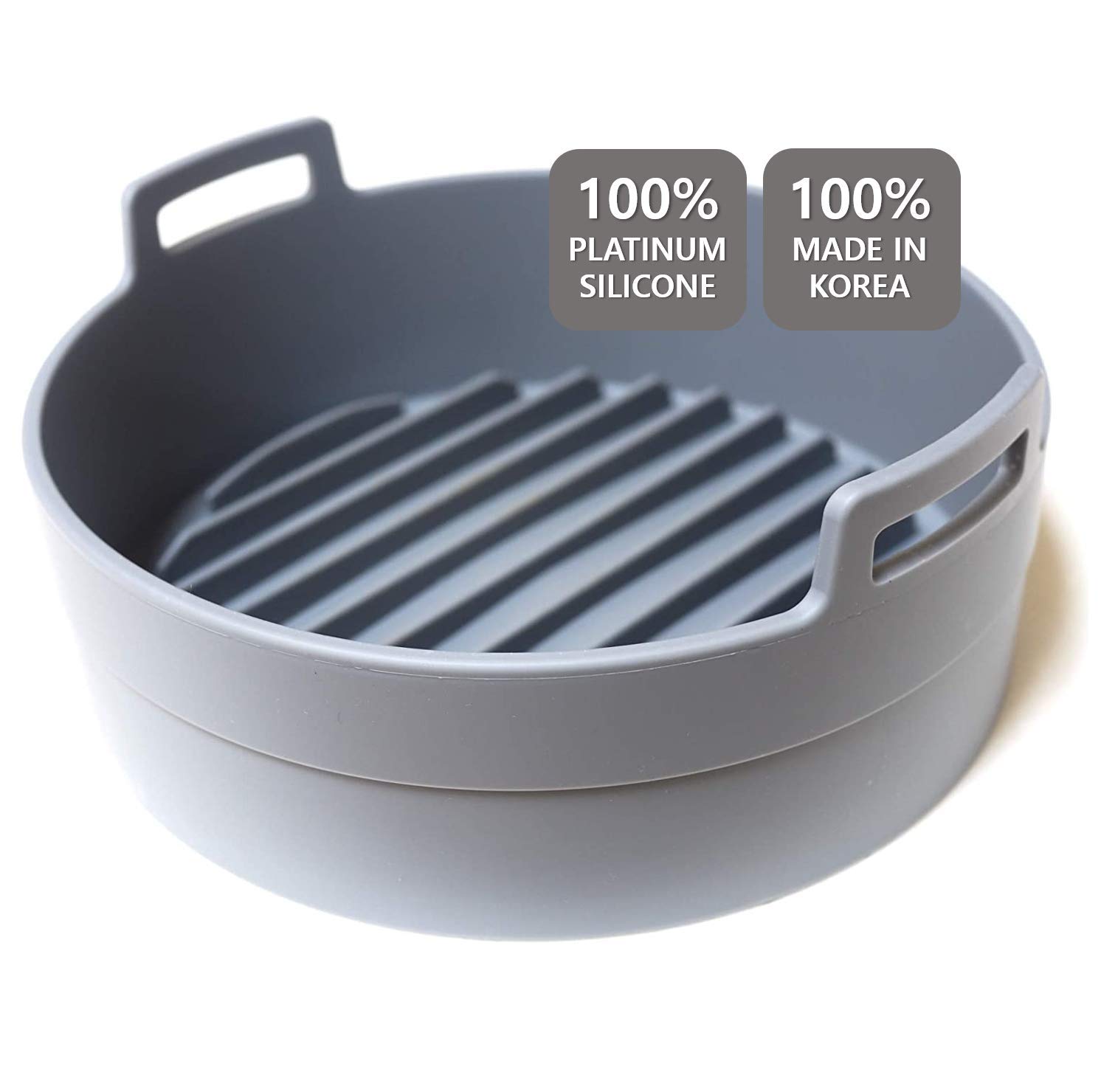 Non-Toxic Silicone Air Fryer Pot - 6.3 Inch Reusable & Dishwasher Safe Accessory for Air Fryers & Ovens - Eco-Friendly Alternative to Parchment Paper Liners - Perfect for Frying, Baking & Roasting Chicken Wings, Fries & Vegetables