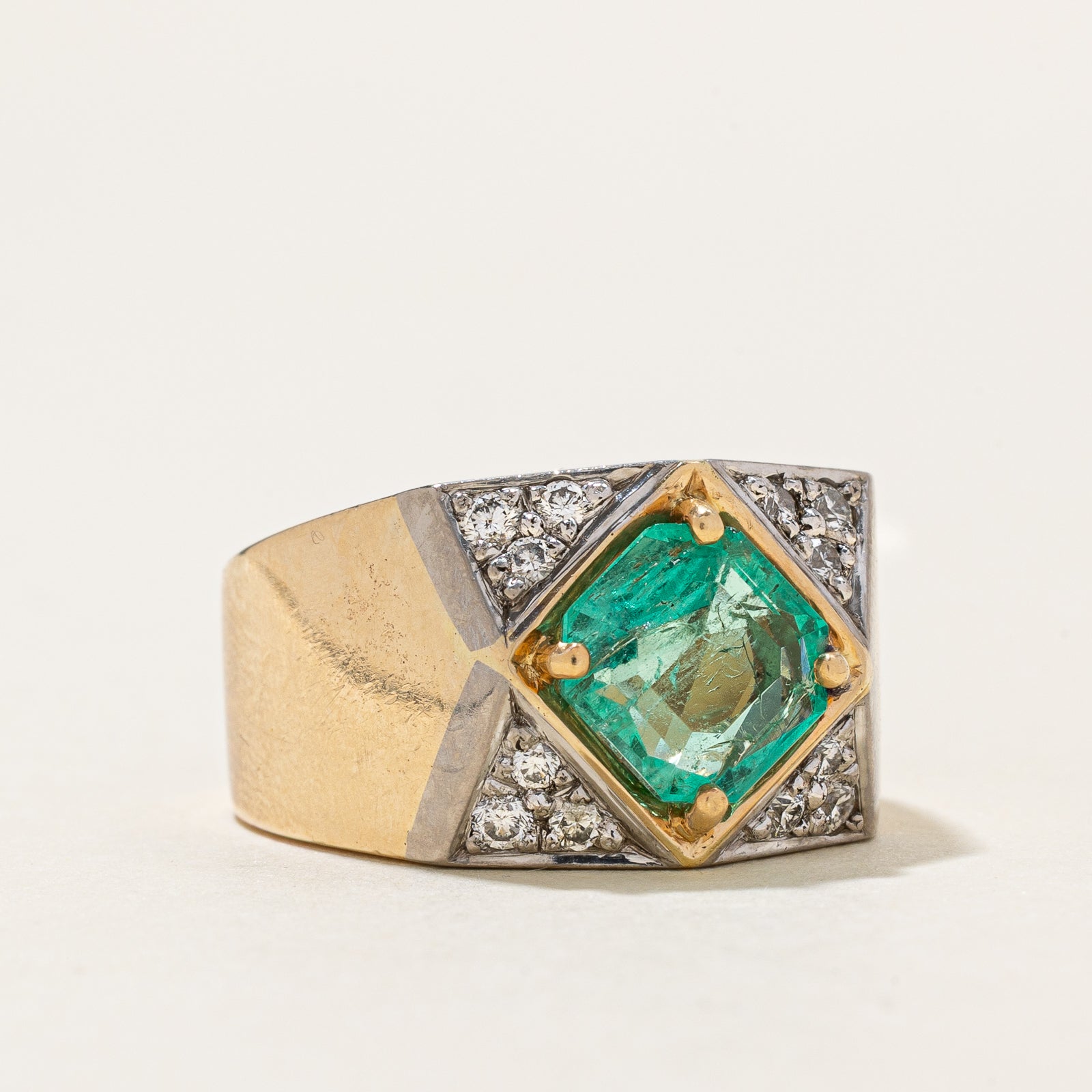Emerald and Diamond Ring - 2.10ct Emerald with 0.28ct Diamond Accents - Size 6.75 - Elegant Engagement & Wedding Jewelry for Women