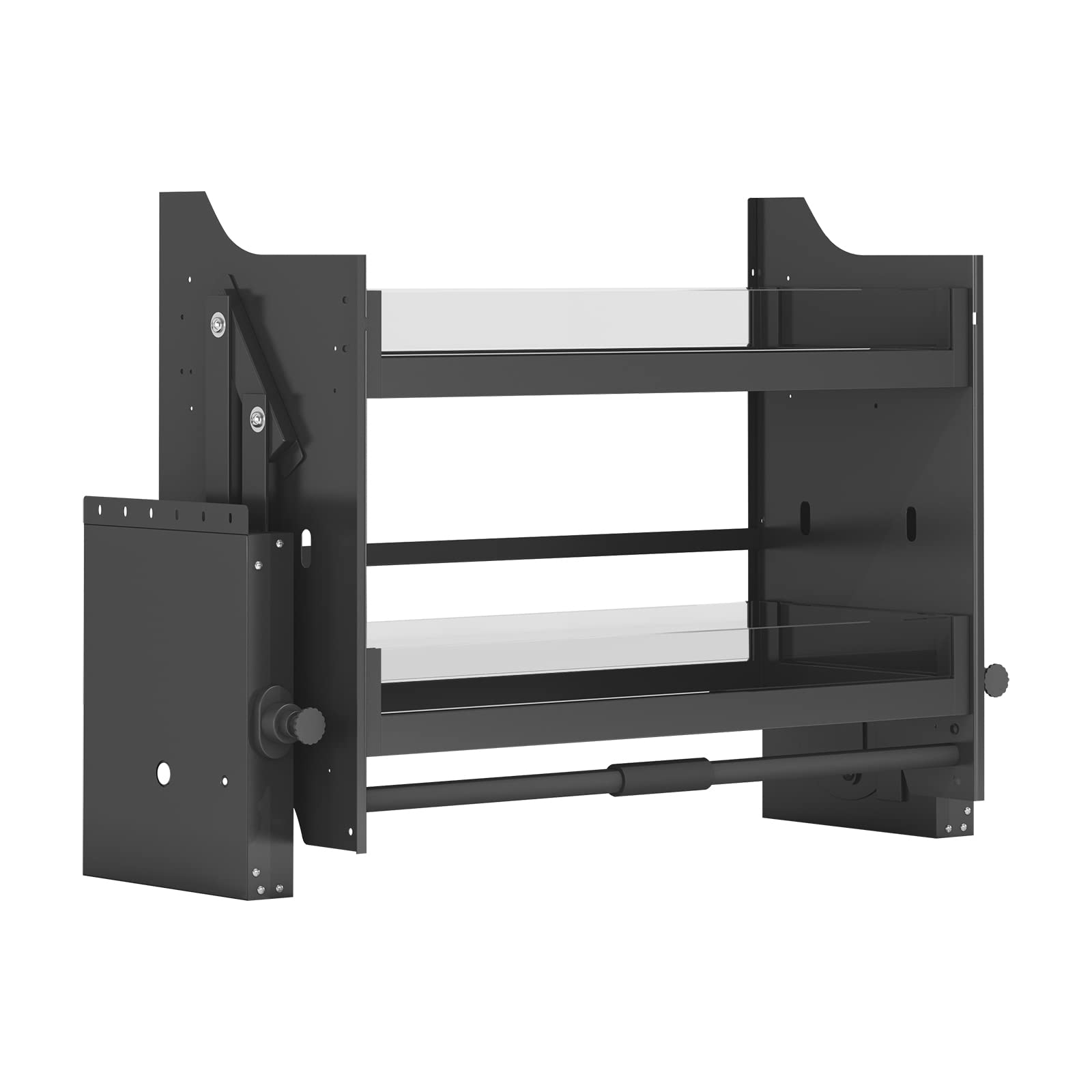 30 Inch Black Pull Down Shelf Organizer for Kitchen Wall Cabinets - Space Saving Storage Solution for Spices, Utensils & Small Appliances