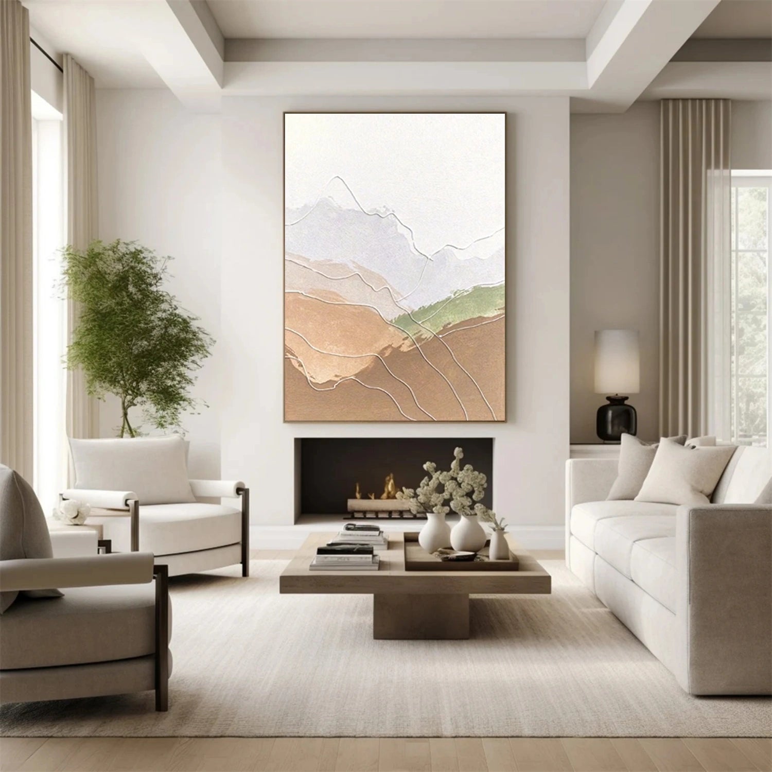 Beige & Brown Abstract Wall Art Print #BB098 - Modern Home Decor for Living Room, Bedroom & Office