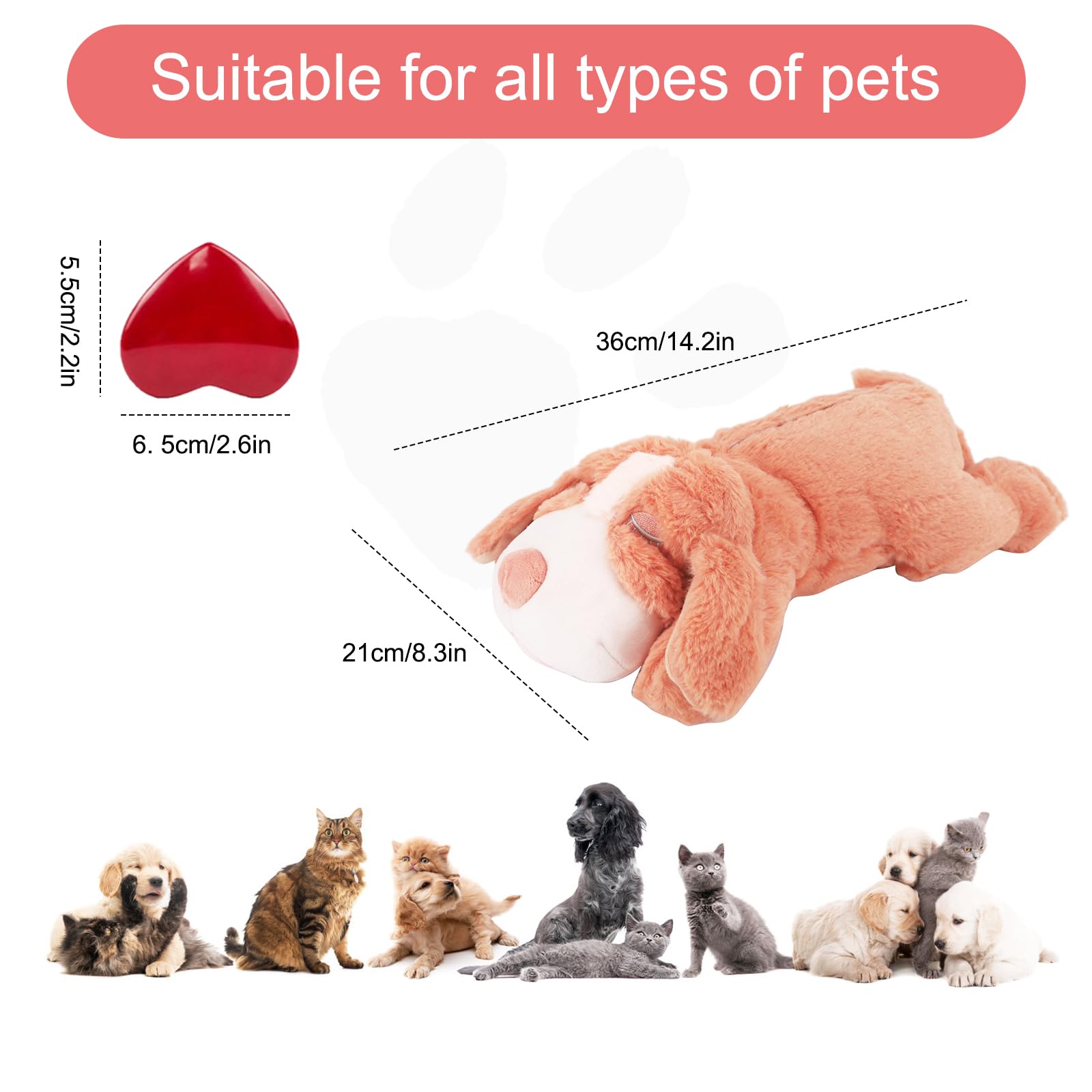 IFOYO Heartbeat Dog Toy - Puppy Anxiety Relief & Calming Aid, Soft Stuffed Animal Comfort Toy for Crate Training & Behavioral Support (Pink) - Perfect for Anxious Dogs, Separation Anxiety, and New Puppy Adjustment