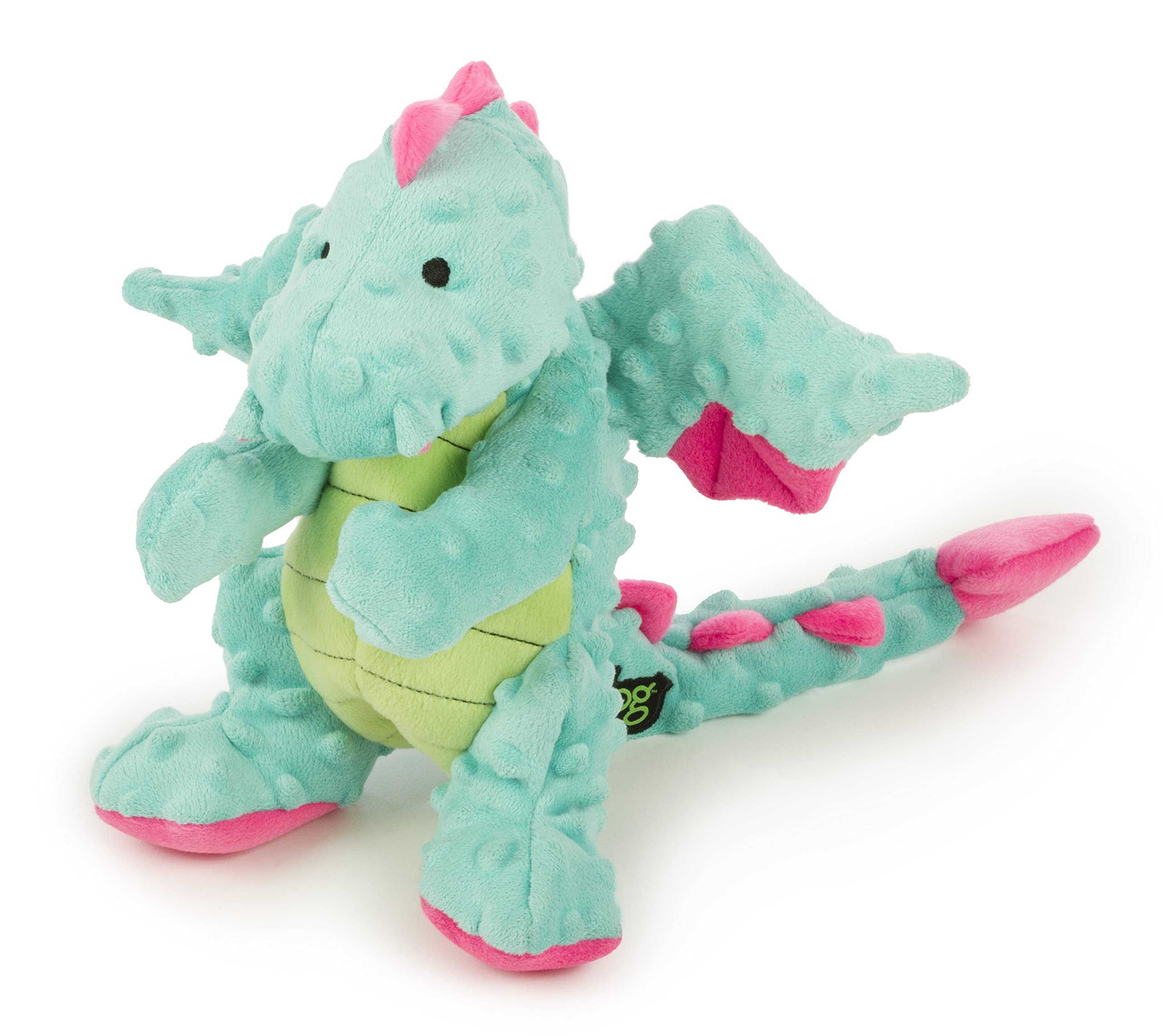 goDog Dragons with Chew Guard Technology - Durable Plush Squeaker Dog Toy for Large Dogs, Seafoam Green - Perfect for Aggressive Chewers, Interactive Play & Training Sessions