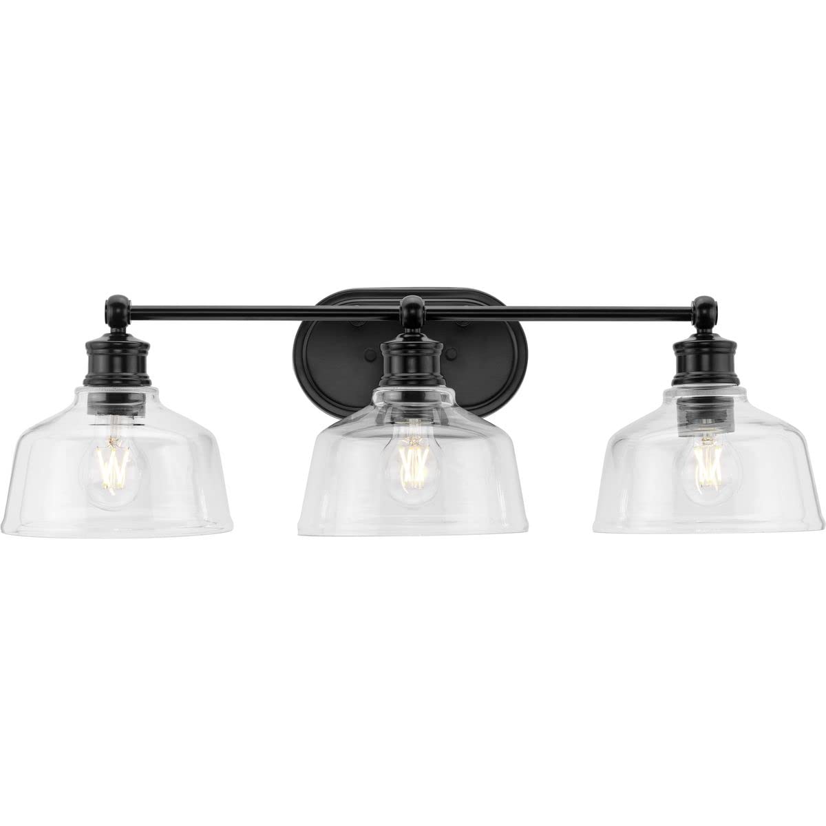 Progress Lighting P300397-31M Singleton Collection 3-Light Bathroom Vanity Light Fixture in Matte Black - Perfect for Modern Bathrooms, Powder Rooms & Dressing Areas