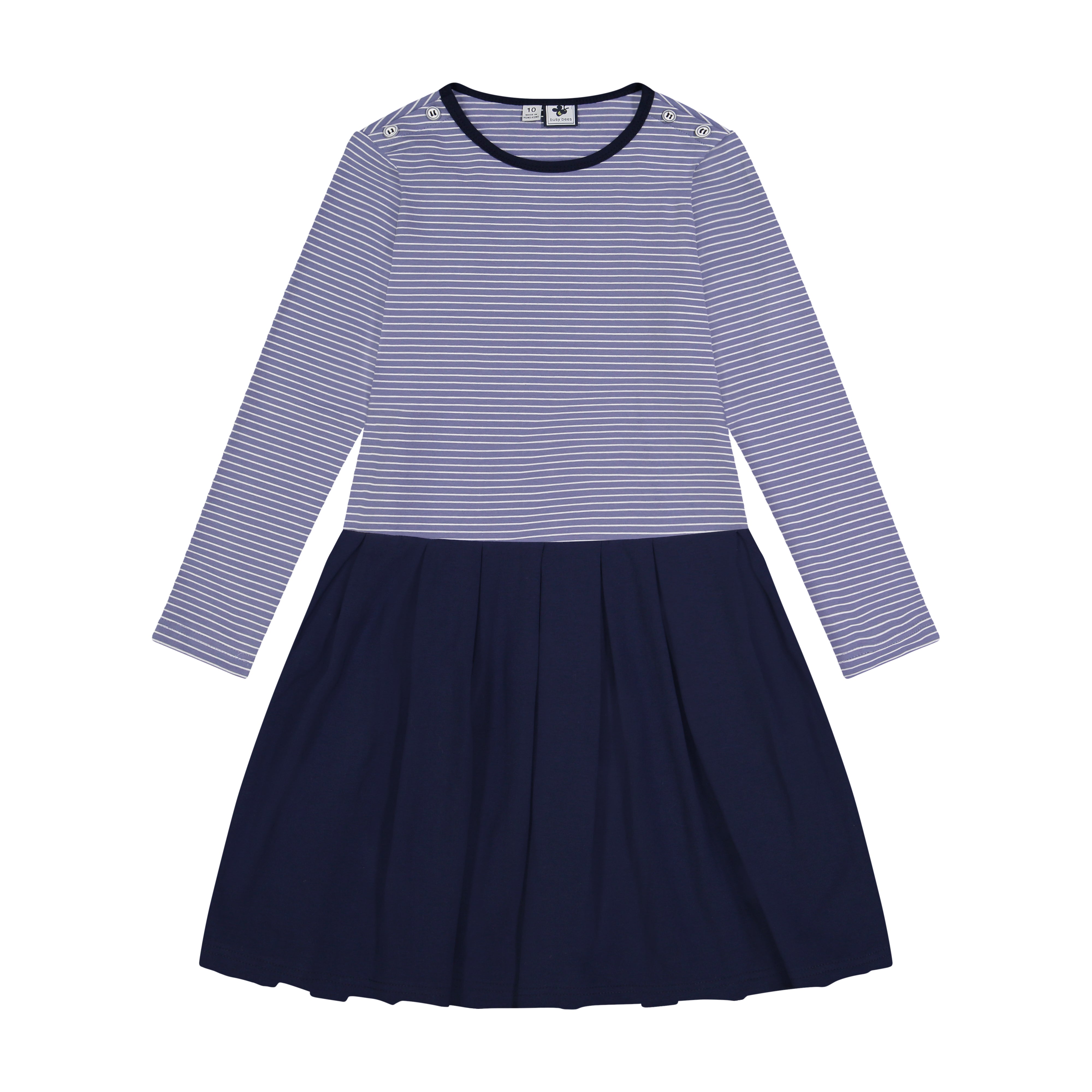 Francesca Girls Dropwaist Dress - Slate Blue Striped Cotton Dress for Kids | Perfect for Birthday Parties, School Events & Family Photos