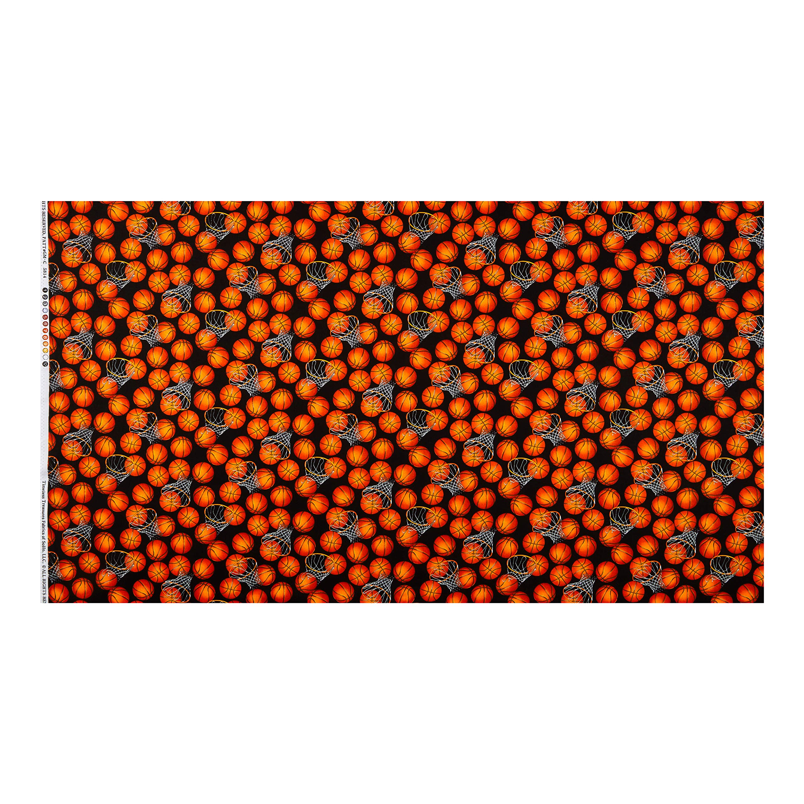 Black & Orange Basketball Fabric - Perfect for Sports & DIY Projects