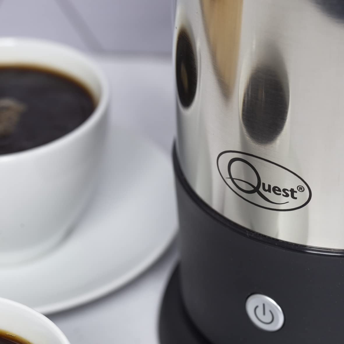 Quest 35200 Electric Coffee Percolator - 1.8L Stainless Steel Filter Coffee Maker with 30-45 Min Keep Warm, Removable Filter, 12-Cup Capacity (1100W) - Perfect for Home, Office & Camping Use