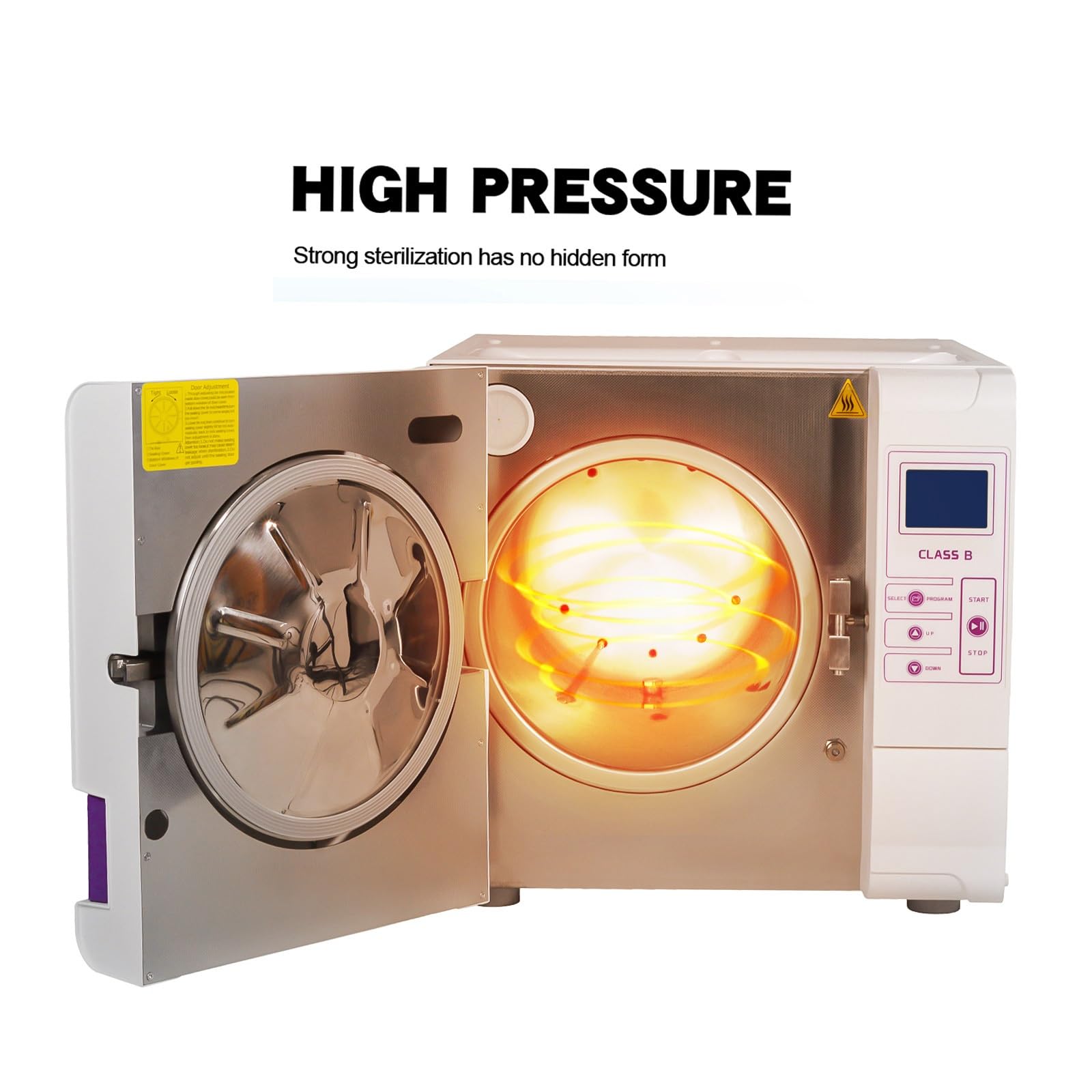 EustomA 18L/23L Class B Autoclave Sterilizer - Full Automatic, 3 Pre-Vacuum Cycles, Blue LCD Display, Benchtop Lab Equipment for Dental Clinics, Hospitals & Laboratories (JQ-23 23L Model) - Perfect for Medical Instrument Sterilization and Laboratory Use