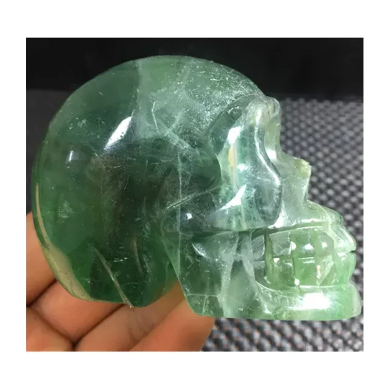 Natural Green Fluorite Crystal Skull Carving - Healing Stones for Meditation, Home Decor & Spiritual Gifts