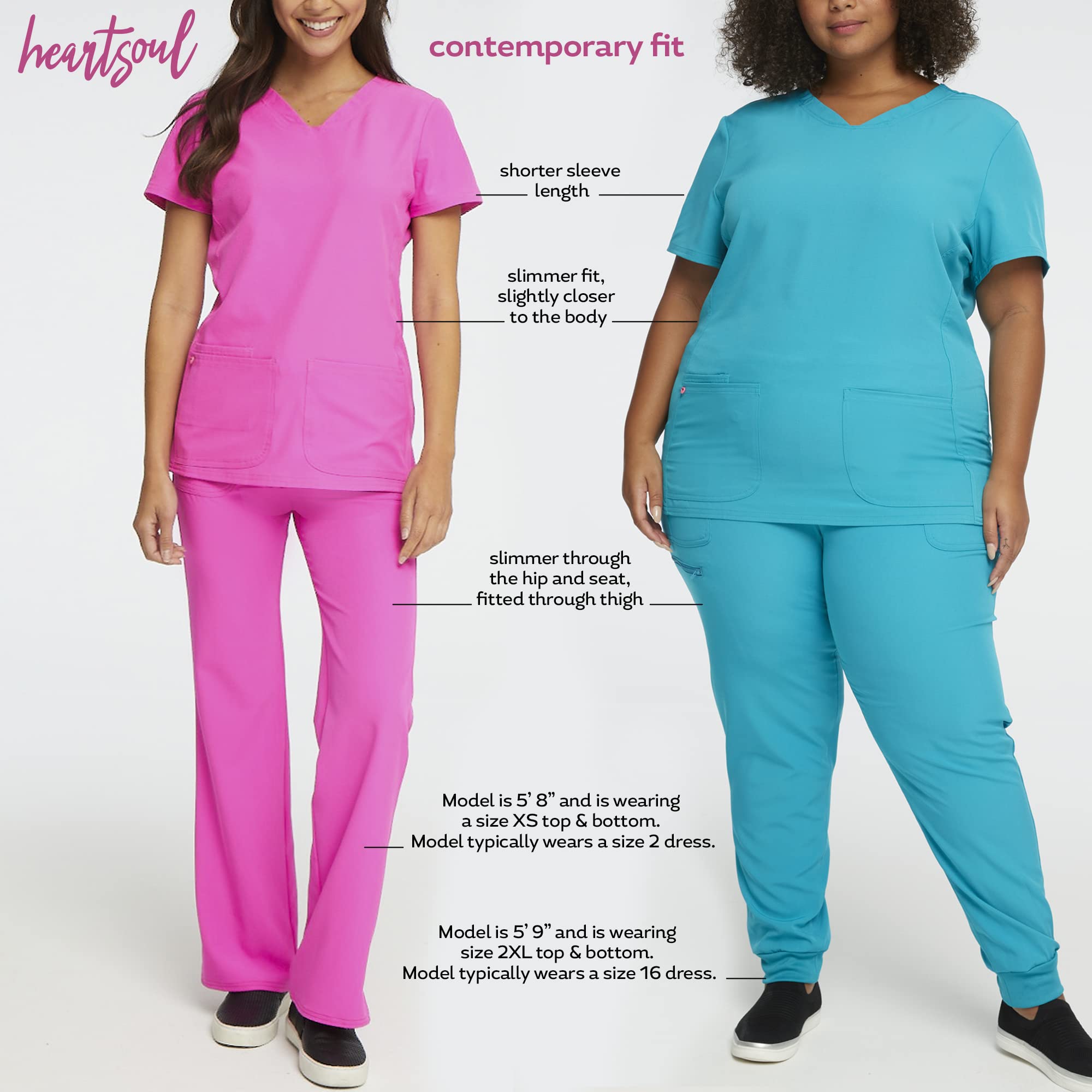 HeartSoul Women's Scrubs - V-Neck Performance Top with Love Always Design HS665 | Comfortable & Durable for Nurses, Doctors & Healthcare Professionals