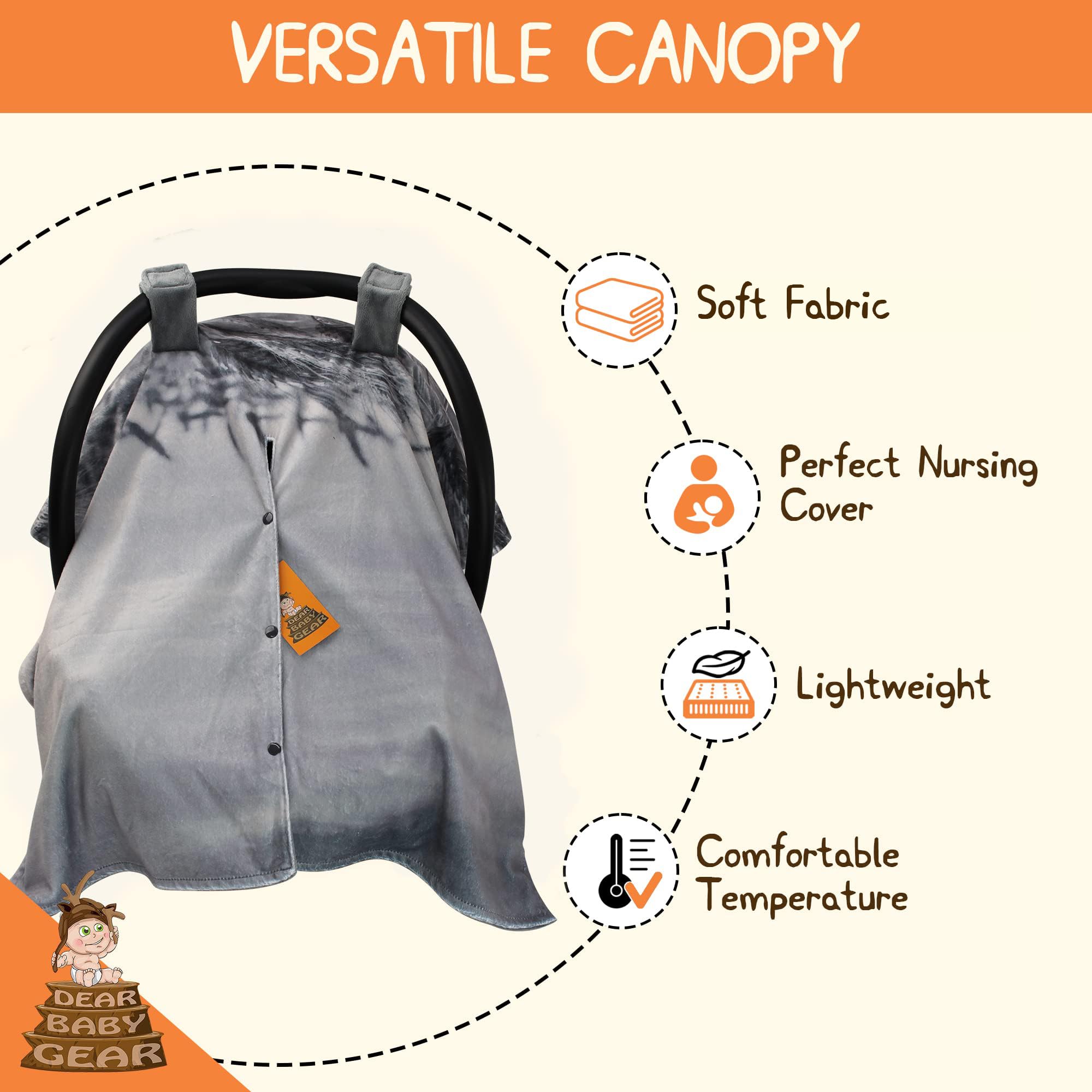 Dear Baby Gear Blue Baby Car Seat Canopy with Snap Button Opening - Newborn Car Seat Cover & Nursing Cover - 40