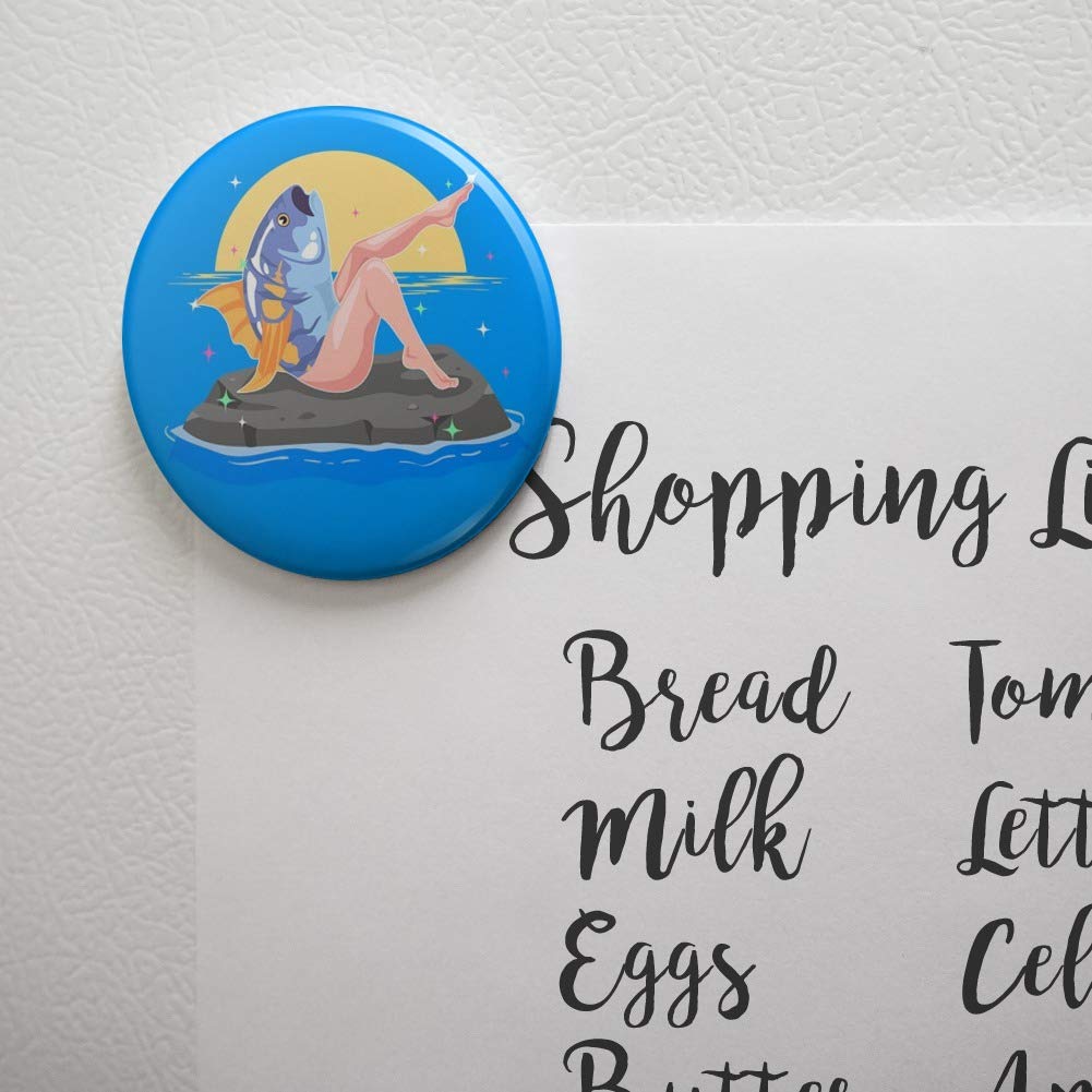 Funny Reverse Mermaid with Tuna Head Refrigerator Magnet - Novelty Kitchen Decor for Fridge, Lockers & Metal Surfaces - Perfect for Home, Office or Gifts