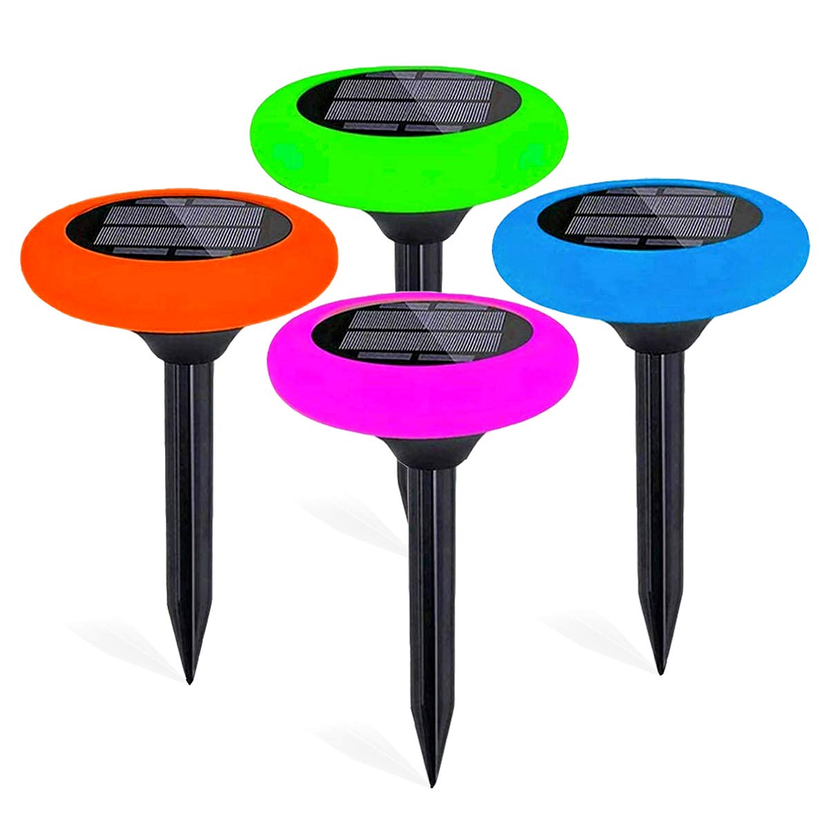 7 Color Solar Pathway Lights Outdoor - Waterproof Garden Landscape Lighting with Auto On/Off - Perfect for Lawn, Patio, Yard, Walkway & Driveway (4 Pack) | Solar Powered Decorative Lighting for Pathways, Gardens & Outdoor Spaces