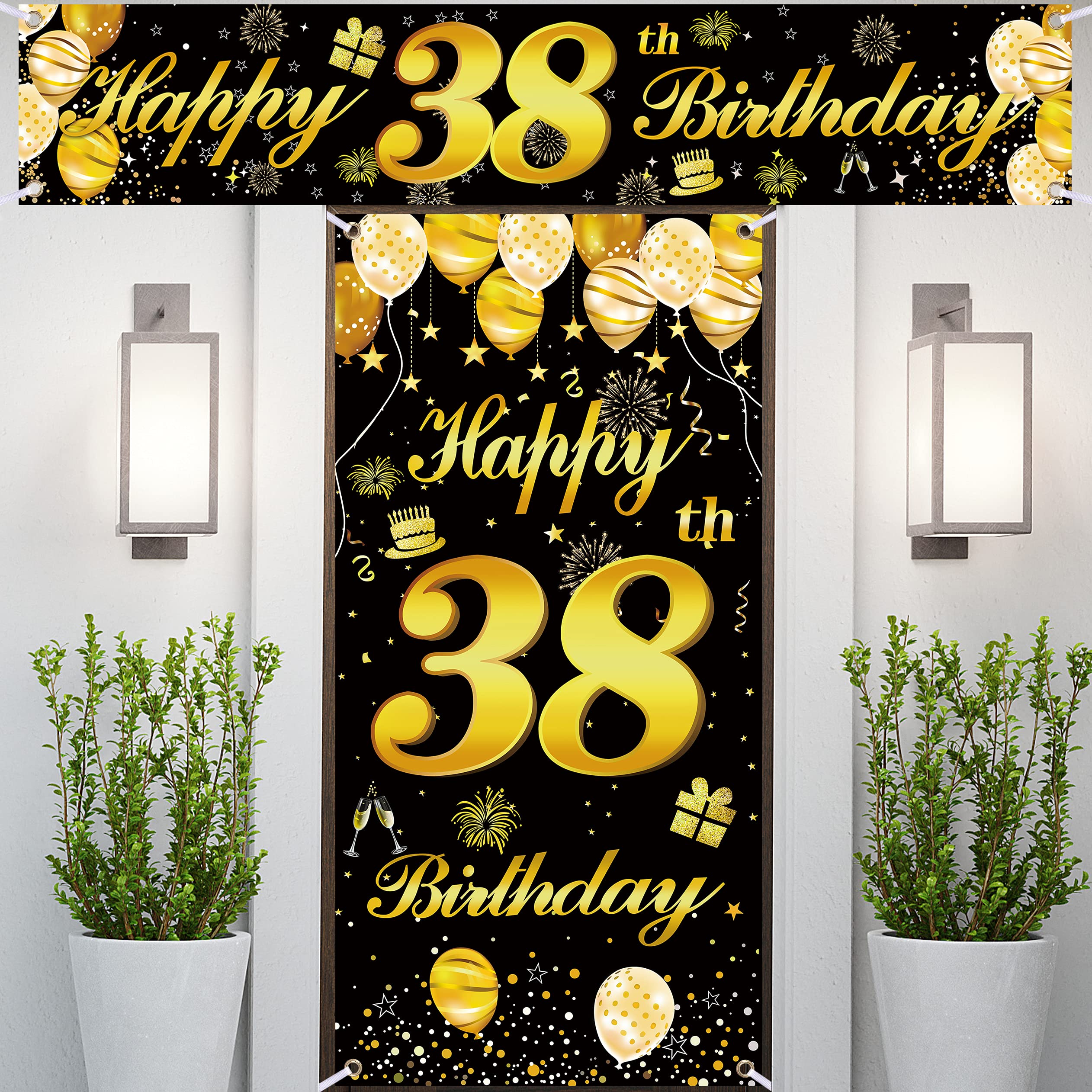 38th Happy Birthday Banner for Men - Party Decorations, Backdrop & Door Sign - Perfect for Birthday Celebrations, Home Decor & Party Supplies
