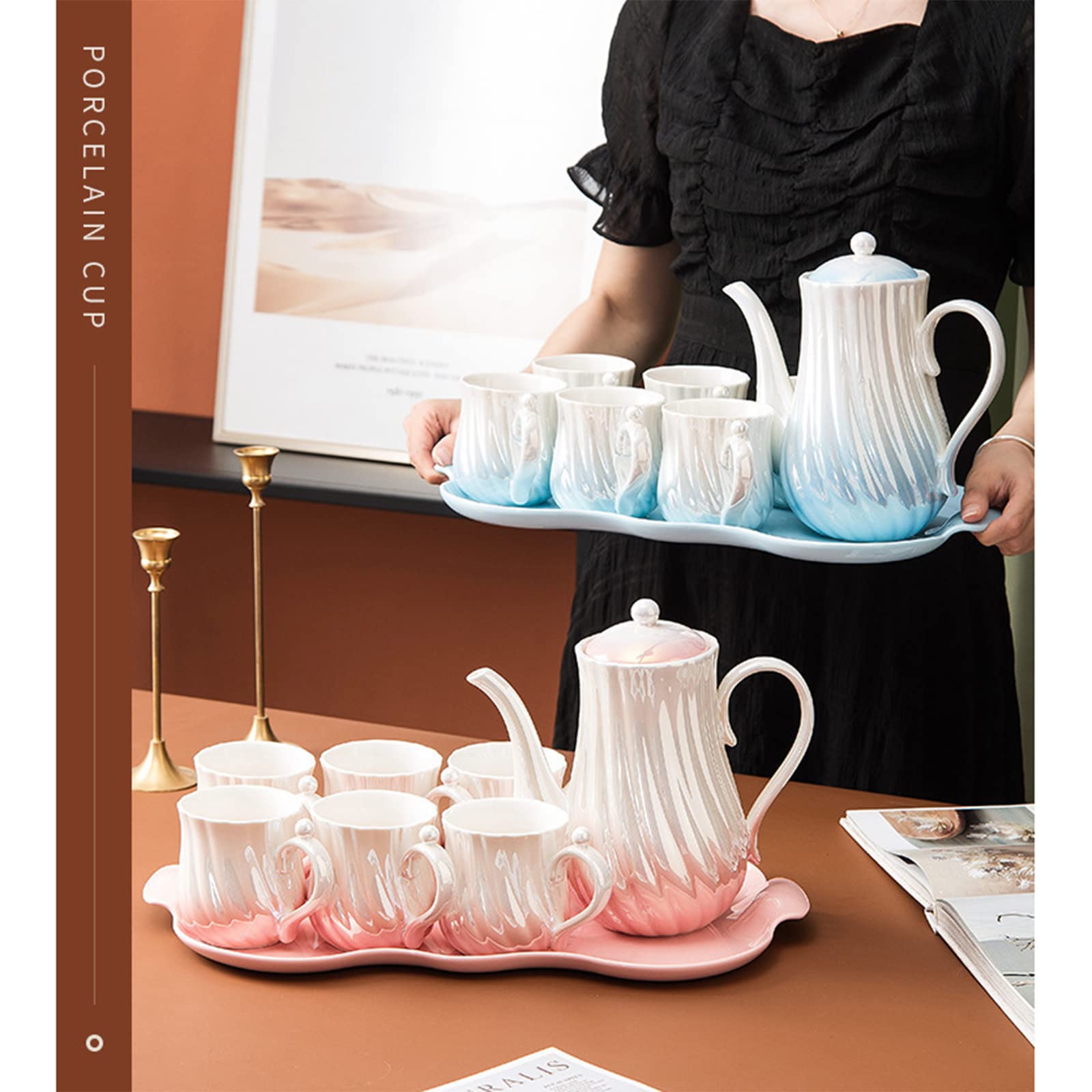 Creative Ceramic Coffee Cup & Teapot Set - Elegant Bone China Water Bottle, Seasoning Jar & Afternoon Tea Cups for Kitchen & Home Use - Perfect for Coffee Lovers, Tea Parties & Stylish Kitchen Decor