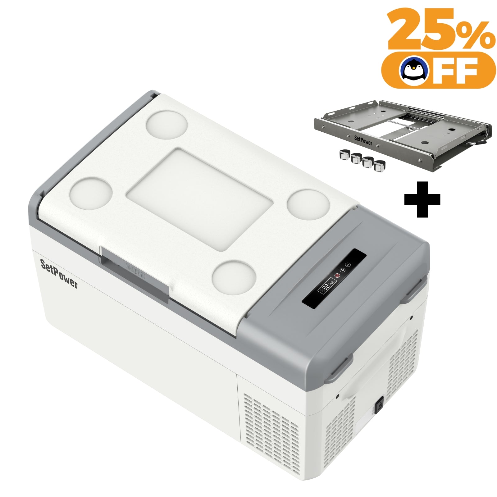Setpower MC20 12V Portable Refrigerator Freezer - 21 Quart Compact Car Fridge for Camping, Road Trips & Outdoor Adventures - White