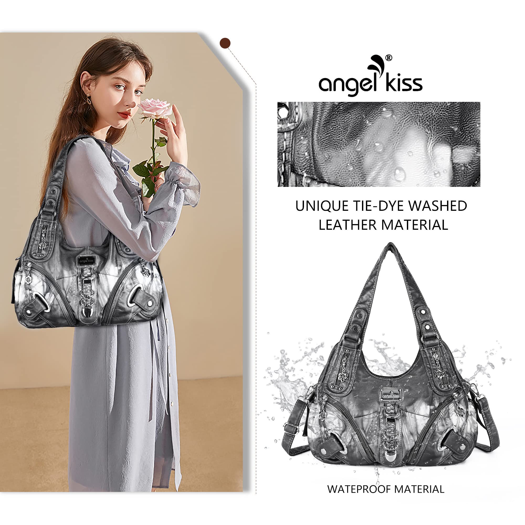 Angelkiss Women's Hobo Purses & Handbags - Large Satchel Shoulder Bag for Daily Use, Work, Travel & Shopping