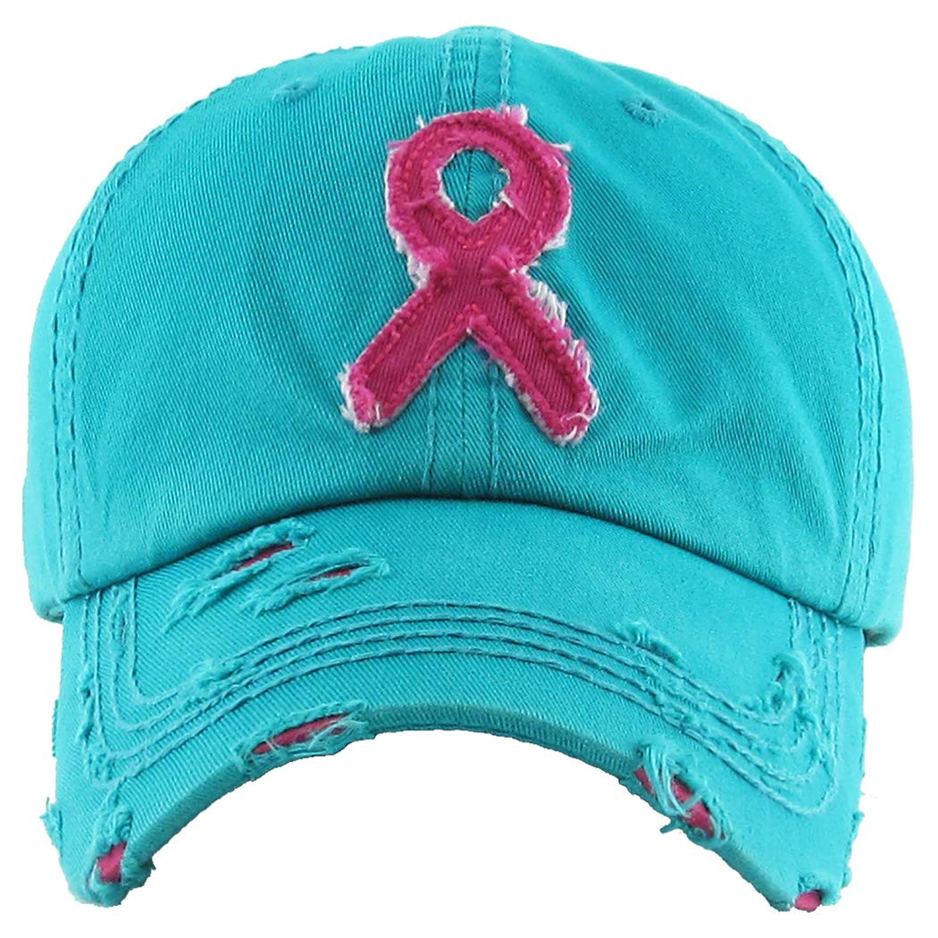 Funky Junque Women's Pink Ribbon Baseball Cap - Breast Cancer Awareness Hat with Hope Logo - Perfect for Fundraising Events, Survivor Support & Everyday Wear