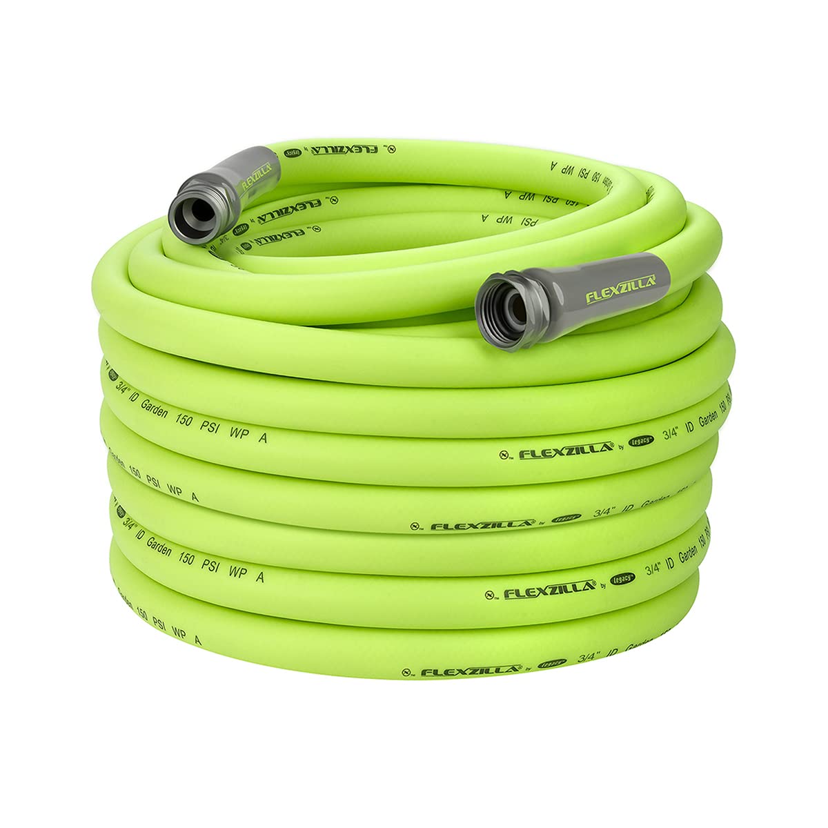 Flexzilla HFZG6100YW-E 3/4 Inch x 100 Feet Heavy Duty Lightweight Garden Hose - Drinking Water Safe, Kink-Free, ZillaGreen - Perfect for Lawn Care, Car Washing, and Outdoor Watering