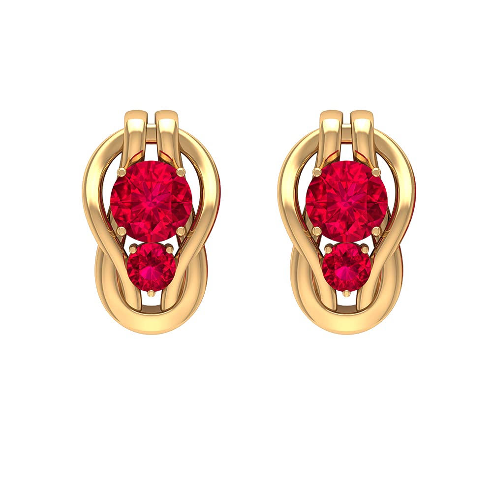 14K Solid Gold Ruby Stud Earrings for Women - 3/4 CT Dainty Infinity Stud Earrings | Perfect for Weddings, Anniversaries & Everyday Elegance