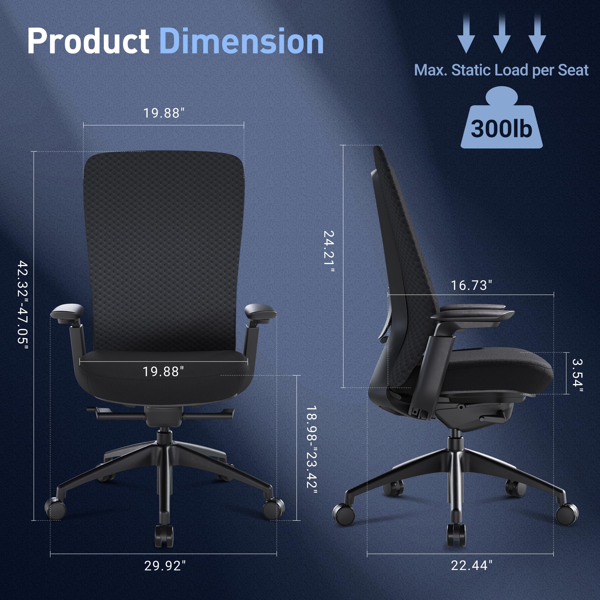 **COLAMY Ergonomic Mesh Office Chair with Lumbar Support - Adjustable Backrest & Sliding Seat - Black Grey - Perfect for Home Office, Gaming & Executive Desk Work**