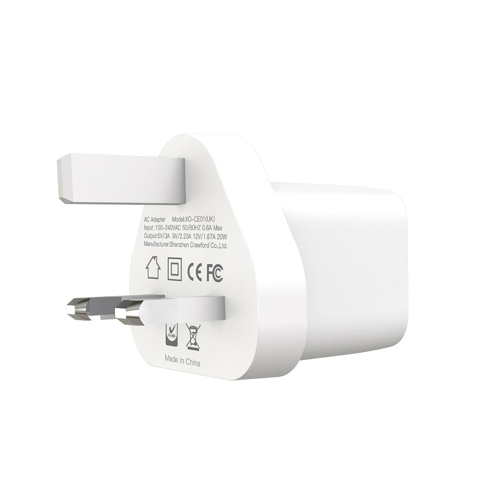 20W PD USB C Fast Charger Adapter - 3-Pin Wall Plug for iPhone 15/14/13, Samsung Galaxy, iPad - Quick Charge for Home, Office & Travel