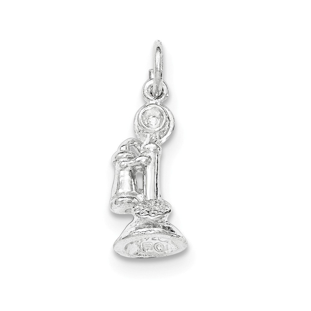 Vintage 925 Sterling Silver Old Fashioned Phone Charm Pendant - Elegant Jewelry Gift for Women, Perfect for Necklaces, Bracelets & DIY Crafting