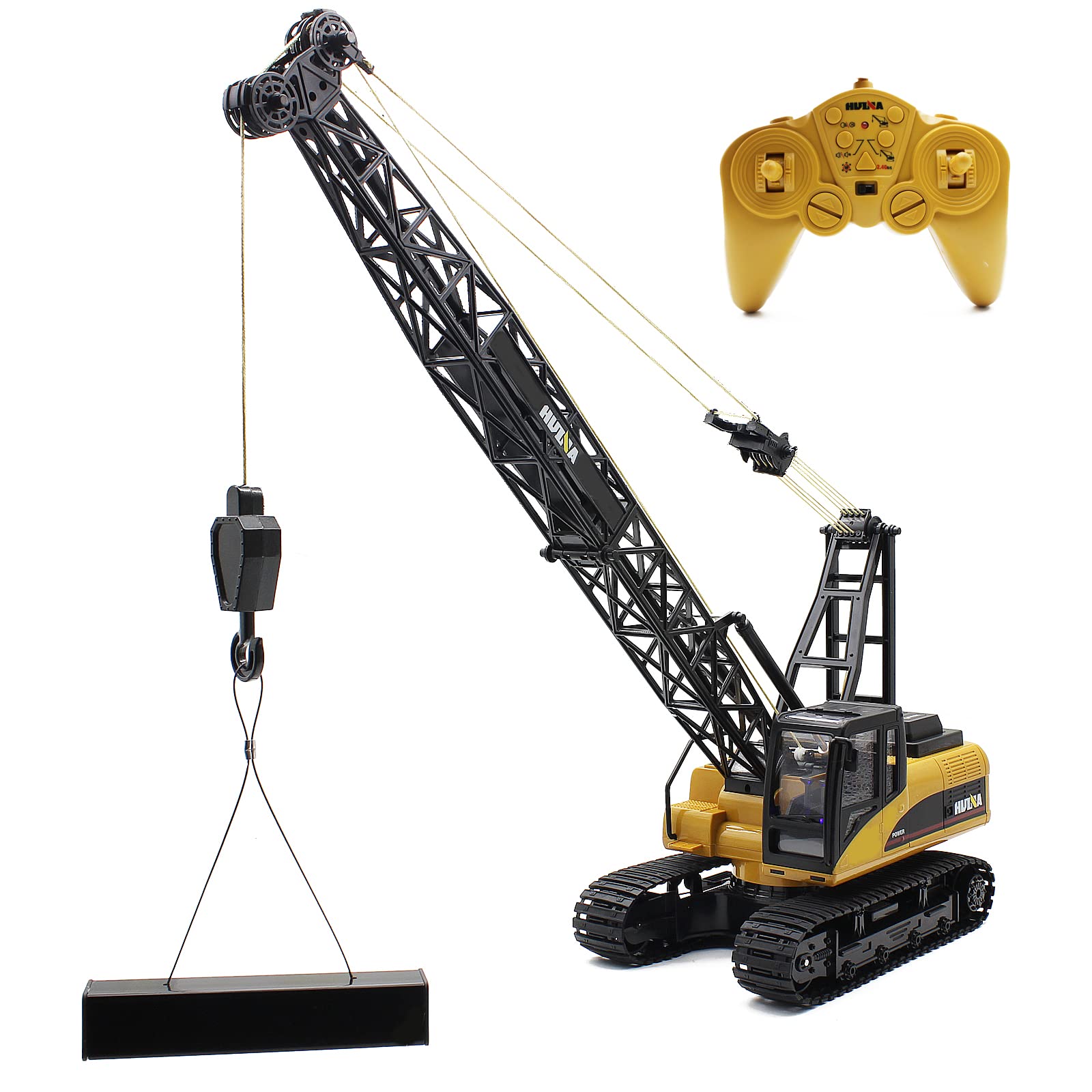 1/14 Scale Fistone RC Truck Crawler - Remote Control Die-Cast Tower Crane Hoist with Lifting Cable | Construction Engineering Toy for Kids & Adults | Perfect for Indoor Play, Outdoor Crawling & STEM Learning
