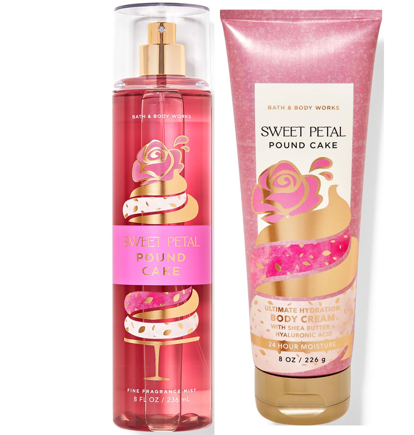 Bath and Body Works Sweet Petal Pound Cake Ultimate Hydration Body Cream & Body Spray Gift Set - Moisturizing Lotion & Fragrance Mist for Dry Skin - Perfect for Self Care, Spa Day & Birthday Gifts