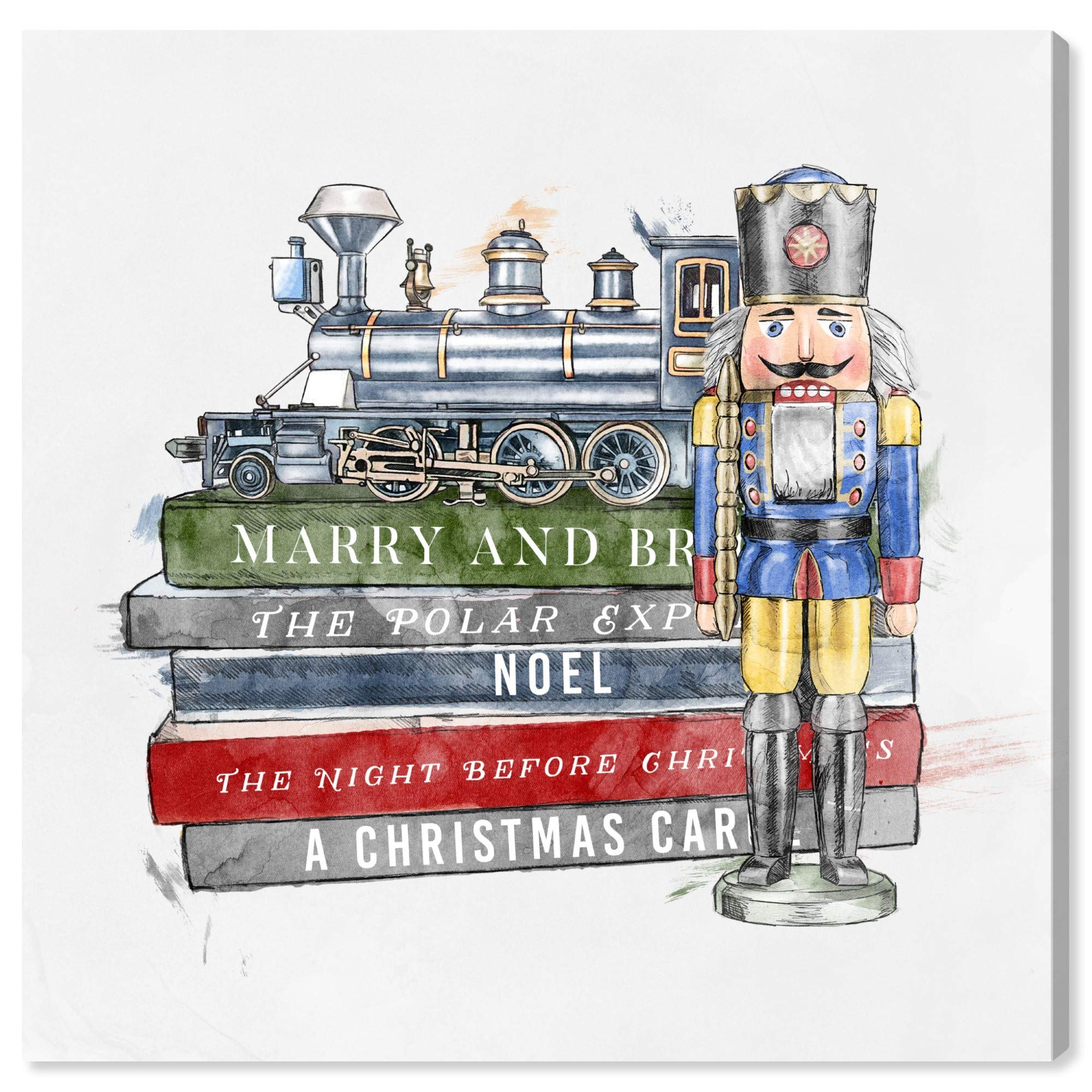 Wynwood Studio Seasonal Wall Art Canvas Prints 'Festive Books and Toys' - 30