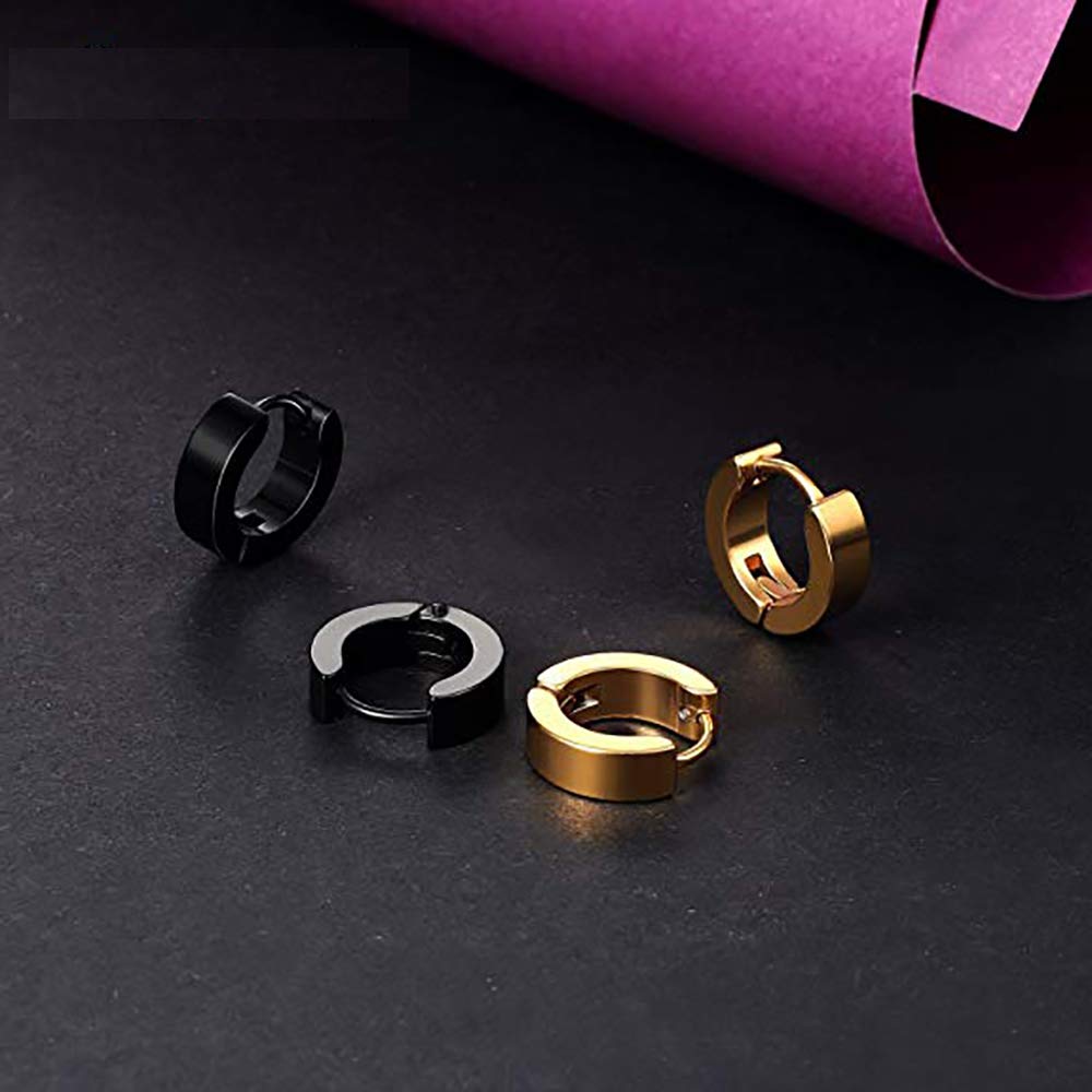 YZstyle Hypoallergenic Stainless Steel Huggie Hoop Earrings for Men & Women - Urban Style Hinged Dangle Earrings Set | Perfect for Everyday Wear, Parties & Gifts