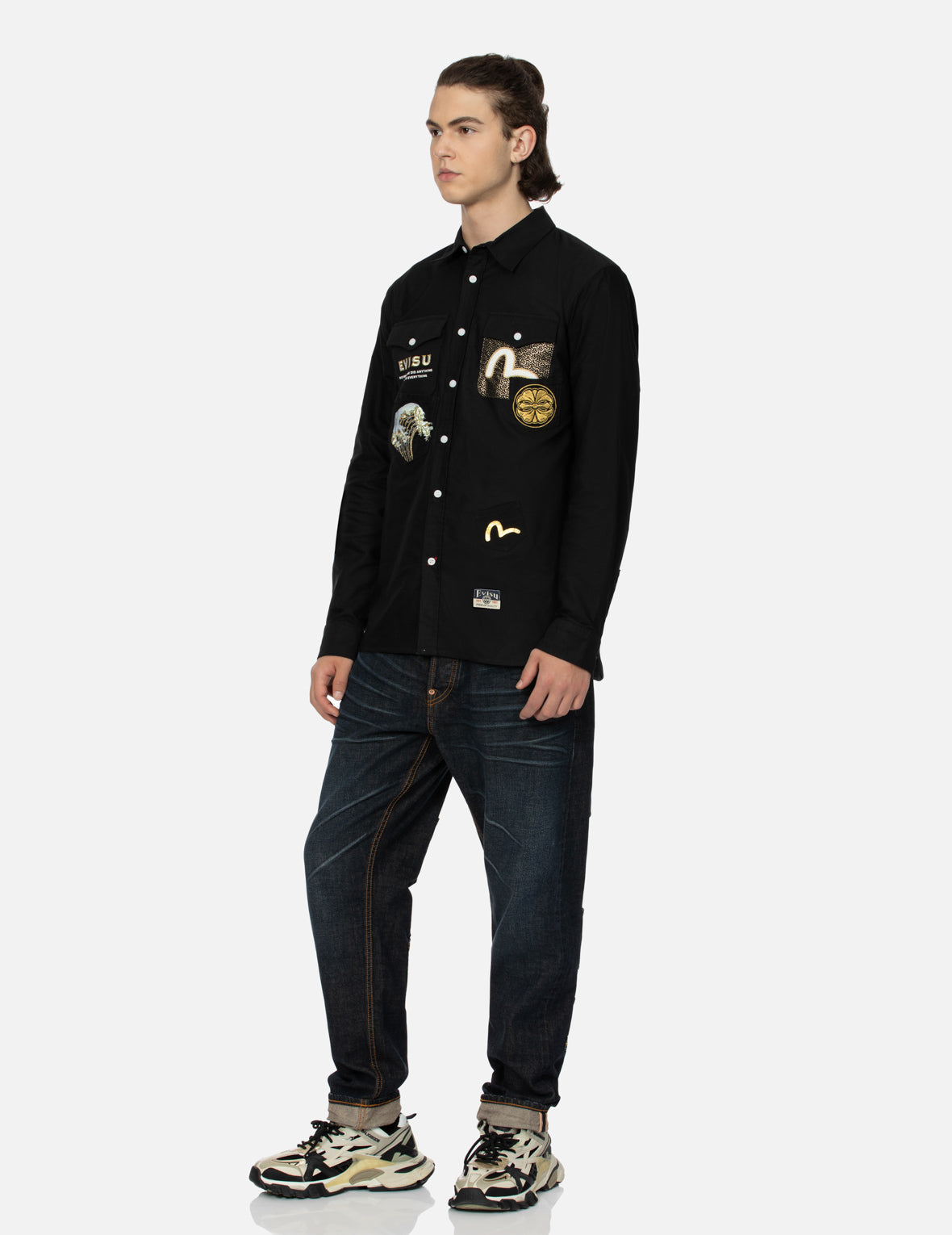 Multi-Pocket Embroidered Logo Patch Relaxed Fit Shirt for Men - Casual Comfort Wear for Outdoor, Work & Everyday Use
