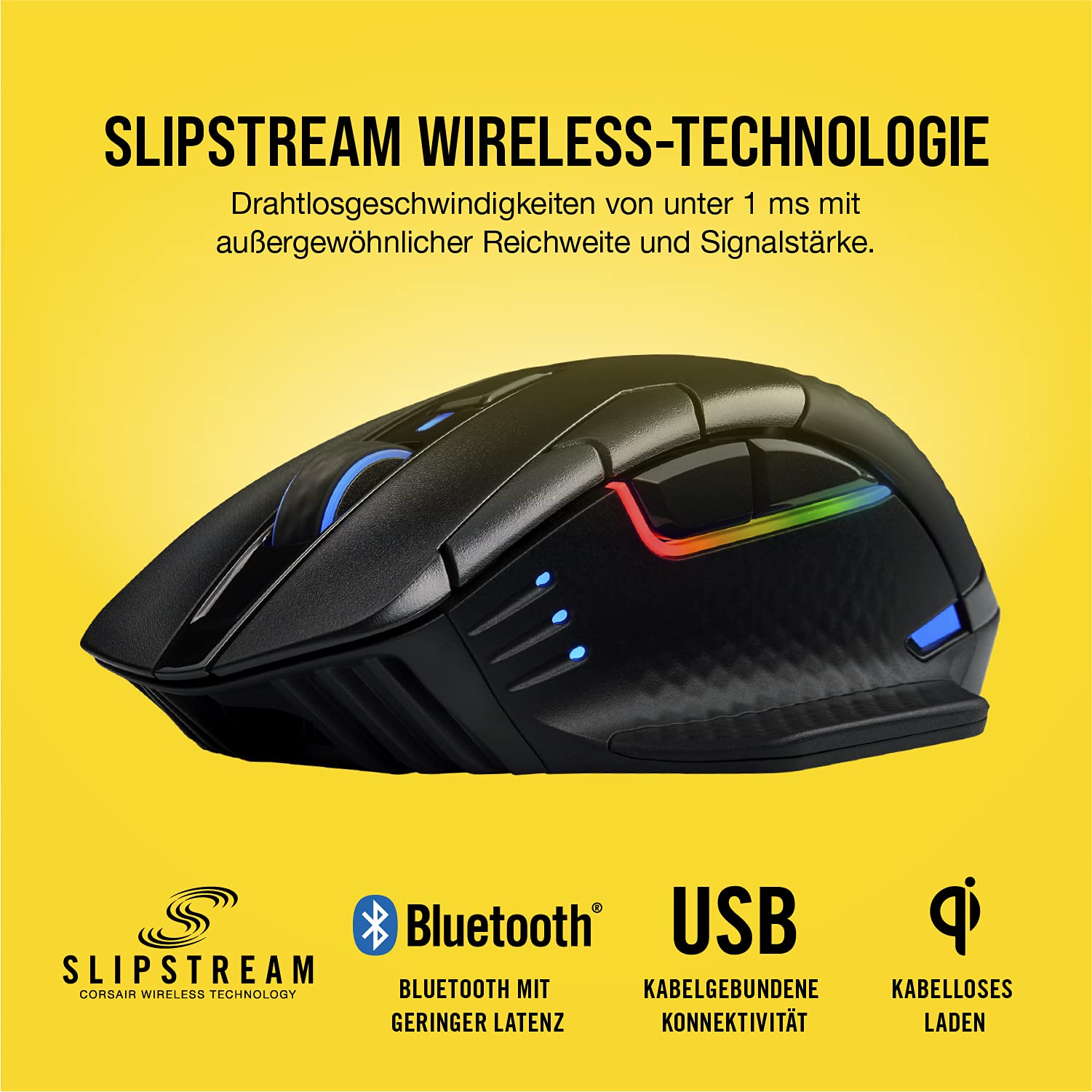 CORSAIR DARK CORE RGB PRO SE Wireless Gaming Mouse with Qi Charging - 18000 DPI, 8 Programmable Buttons, Sub-1ms Response - iCUE Compatible for PC, Mac, PS5, PS4, Xbox (Black) - Perfect for FPS, MOBA Games and Wireless Charging Convenience