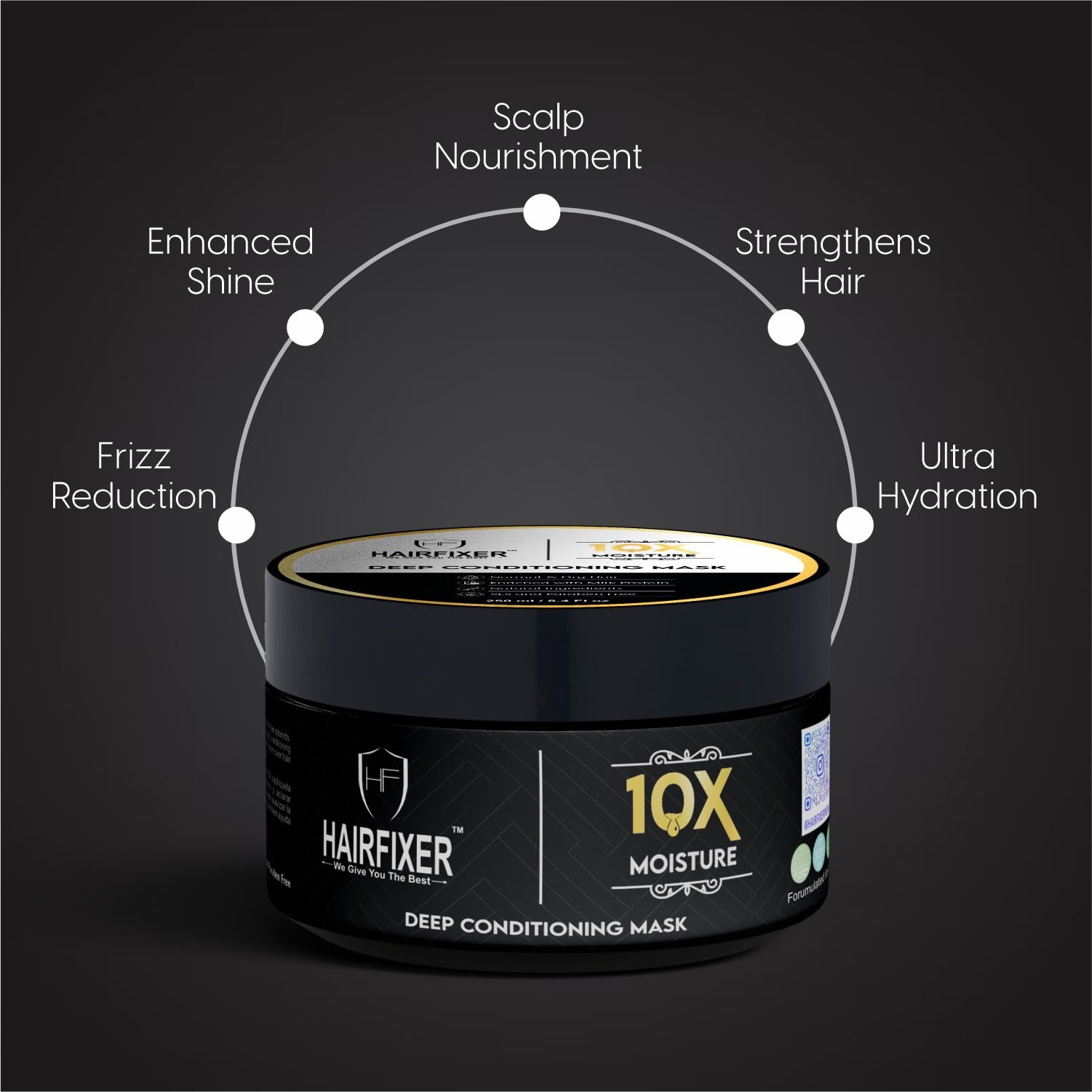 10x Moisture Hair Mask with Milk Protein - Deep Conditioning Treatment for Dry, Damaged & All Hair Types - 250ml Hydrating Hair Repair Mask for Salon-Quality Results at Home