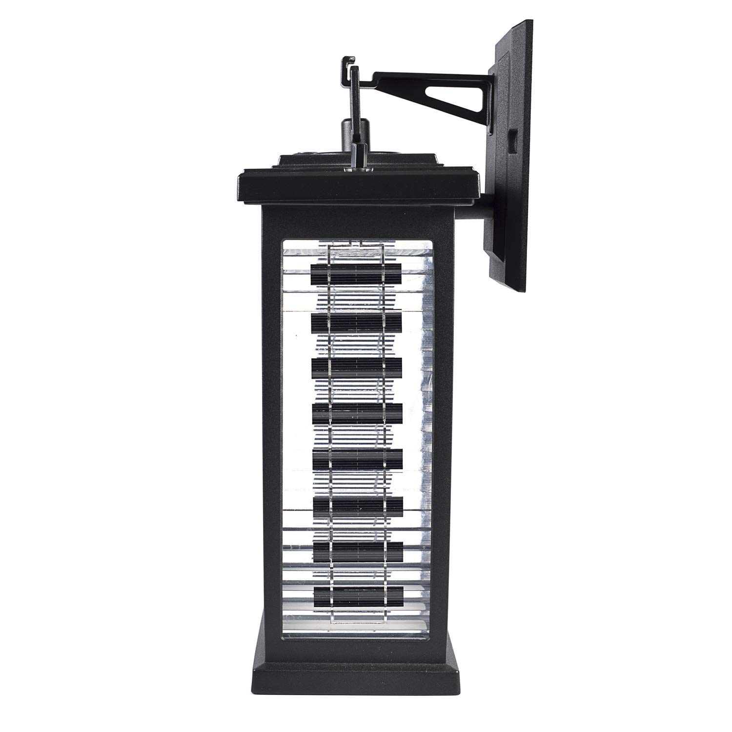 Gama Sonic Farmhouse Outdoor Solar Wall Light - Black Cast Aluminum Sconce with Transparent Solar Panel, Modern Coach Lantern, Warm White LED Light (GS-130) - Perfect for Porch, Patio, Garden, and Pathway Lighting