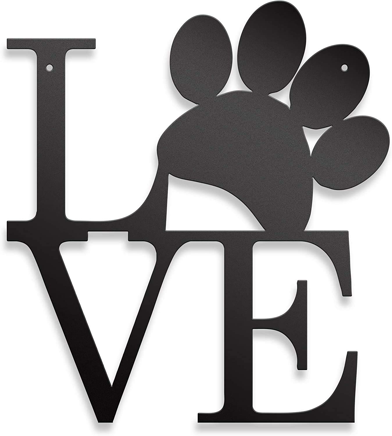 Steel Roots Decor Dog Paw Love Metal Wall Art - Laser Cut 12 Inch Black Dog Lover Gift for Home - Perfect for Living Room, Bedroom, Nursery - Indoor & Outdoor Pet Decor - Ideal for Dog Moms & Animal Lovers