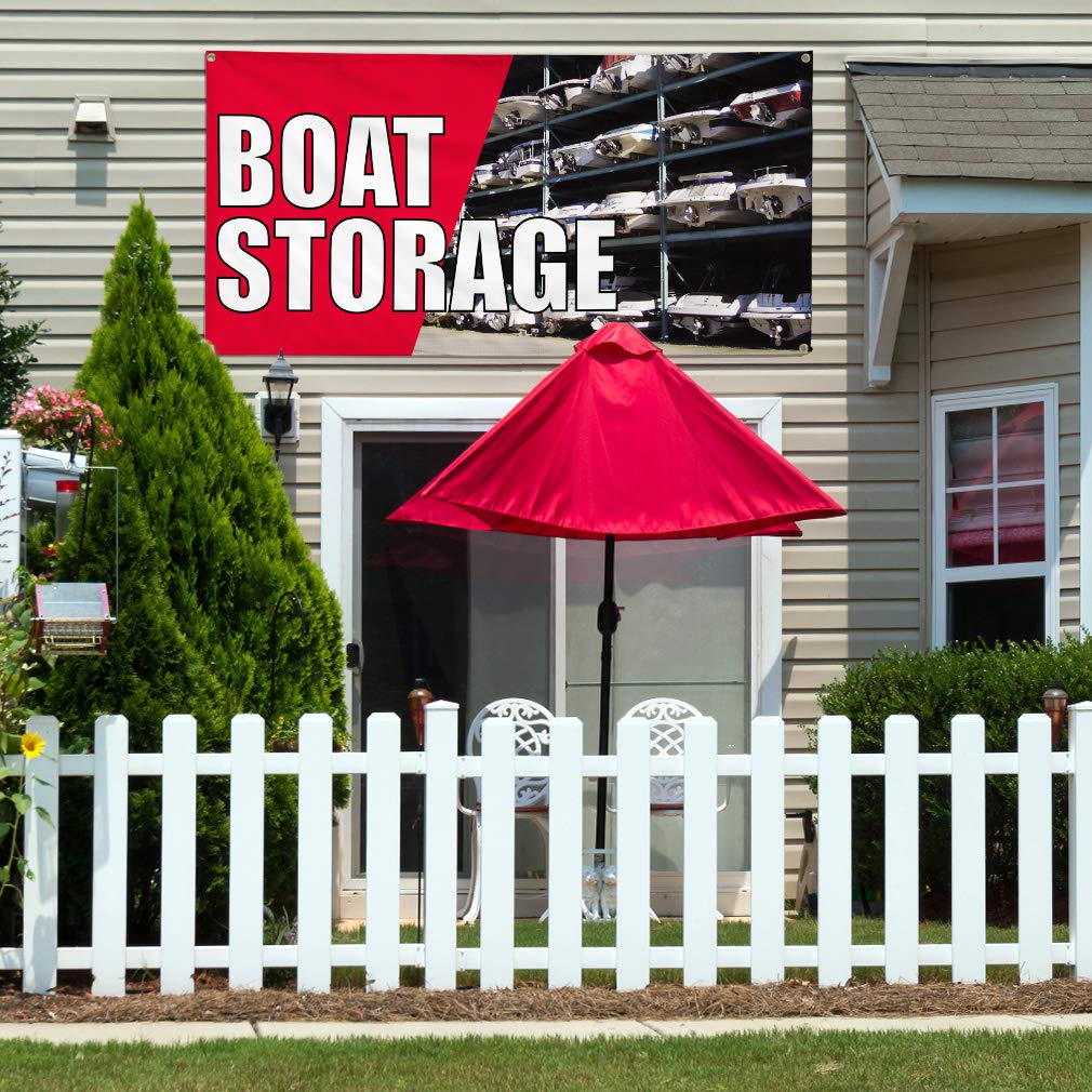 Custom Vinyl Banner 48x96 Inches - Heavy Duty Weatherproof Boat Storage & Outdoor Advertising Sign with 8 Grommets for Business, Industrial Yard & Event Use
