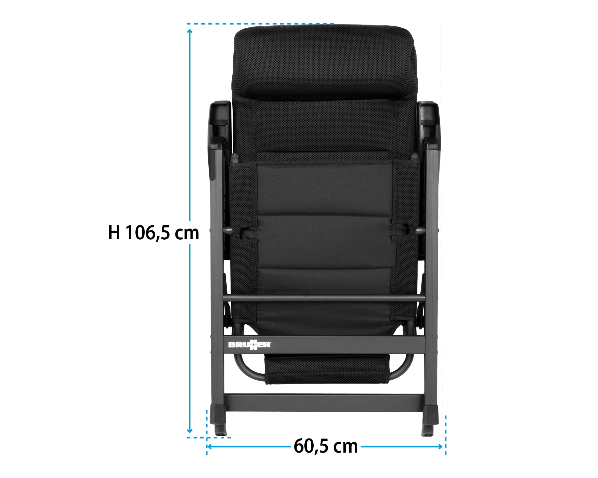 BRUNNER Skye 3D Black Camping Chaise Lounge - Portable Outdoor Folding Chair for Backyard, Beach, Picnic & Patio Relaxation