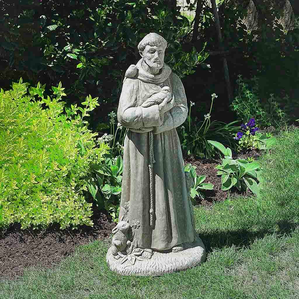 Campania International 36 Inch St. Francis with Animals Garden Statue - Outdoor Patio Religious Decor for Catholic Gardens & Backyards